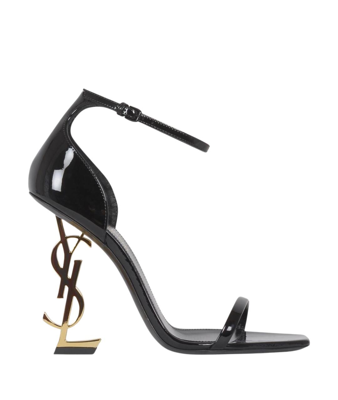 SAINT LAURENT Черные кожаные босоножки, фото 1