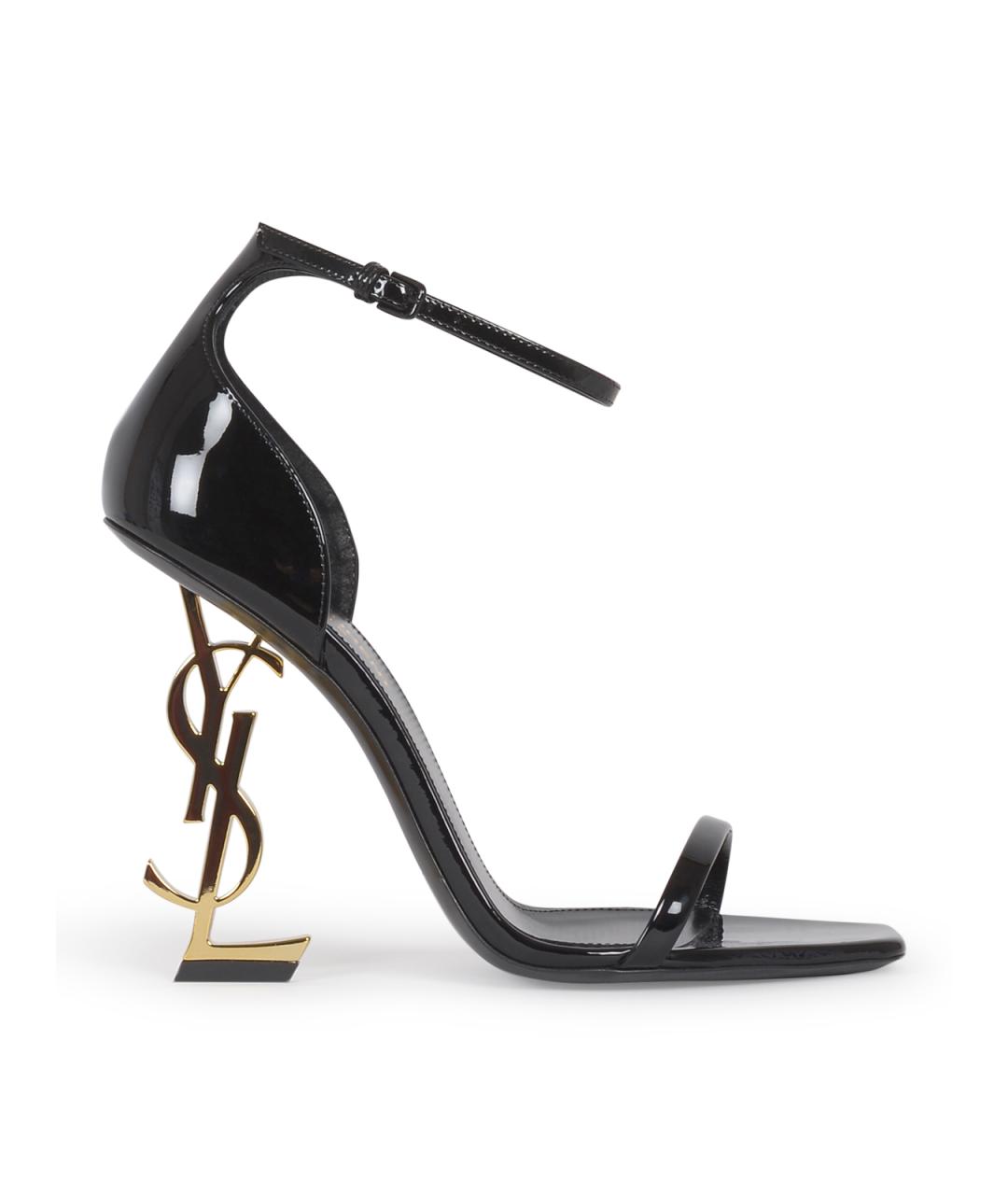 SAINT LAURENT Черные кожаные босоножки, фото 4