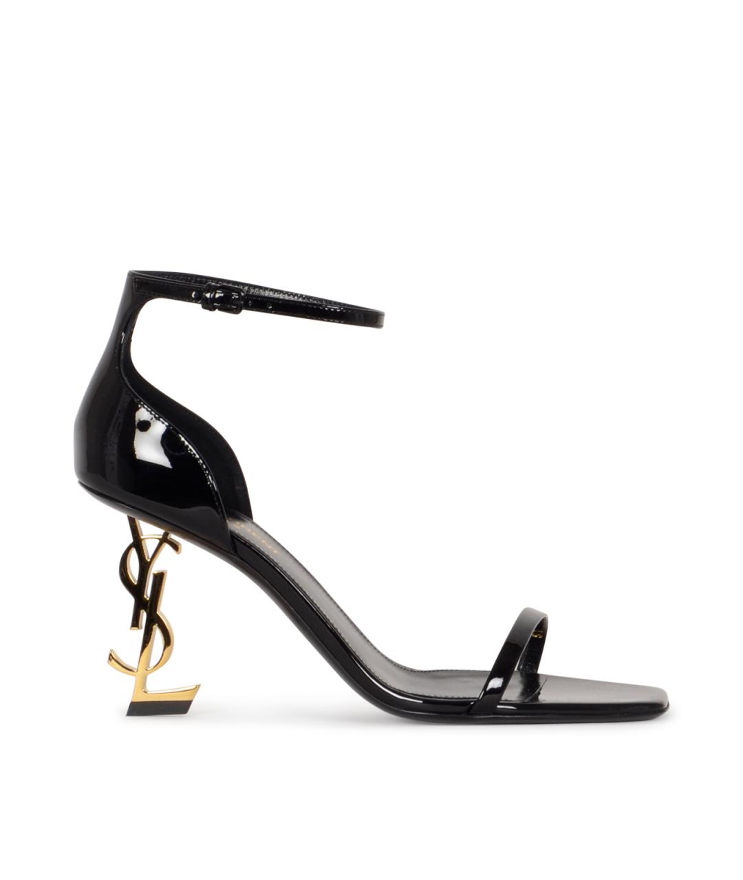 SAINT LAURENT Черные кожаные босоножки, фото 1