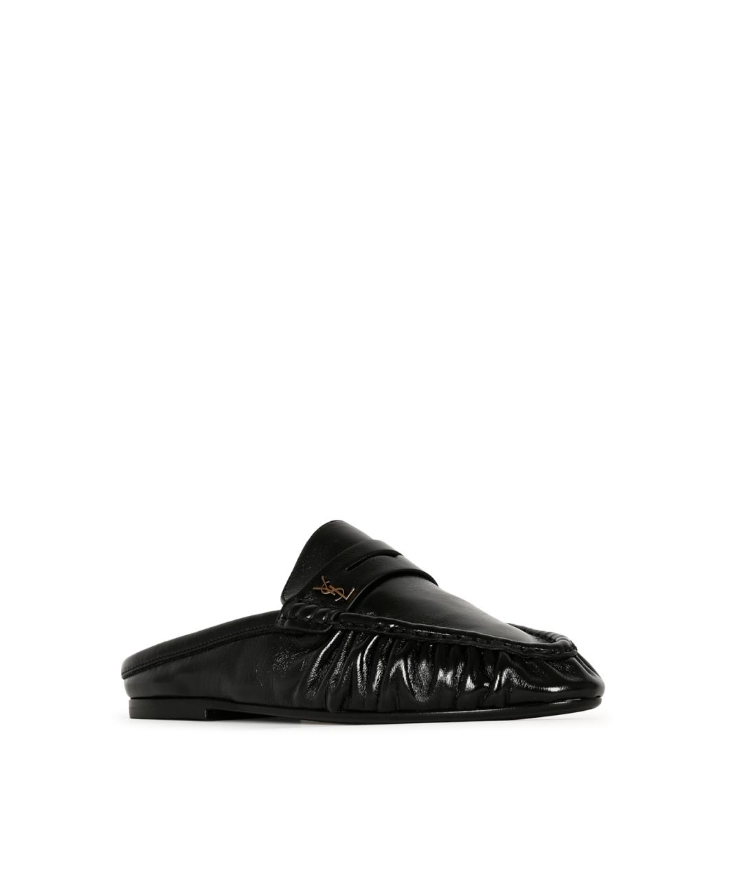 SAINT LAURENT Черные кожаные мюли, фото 4