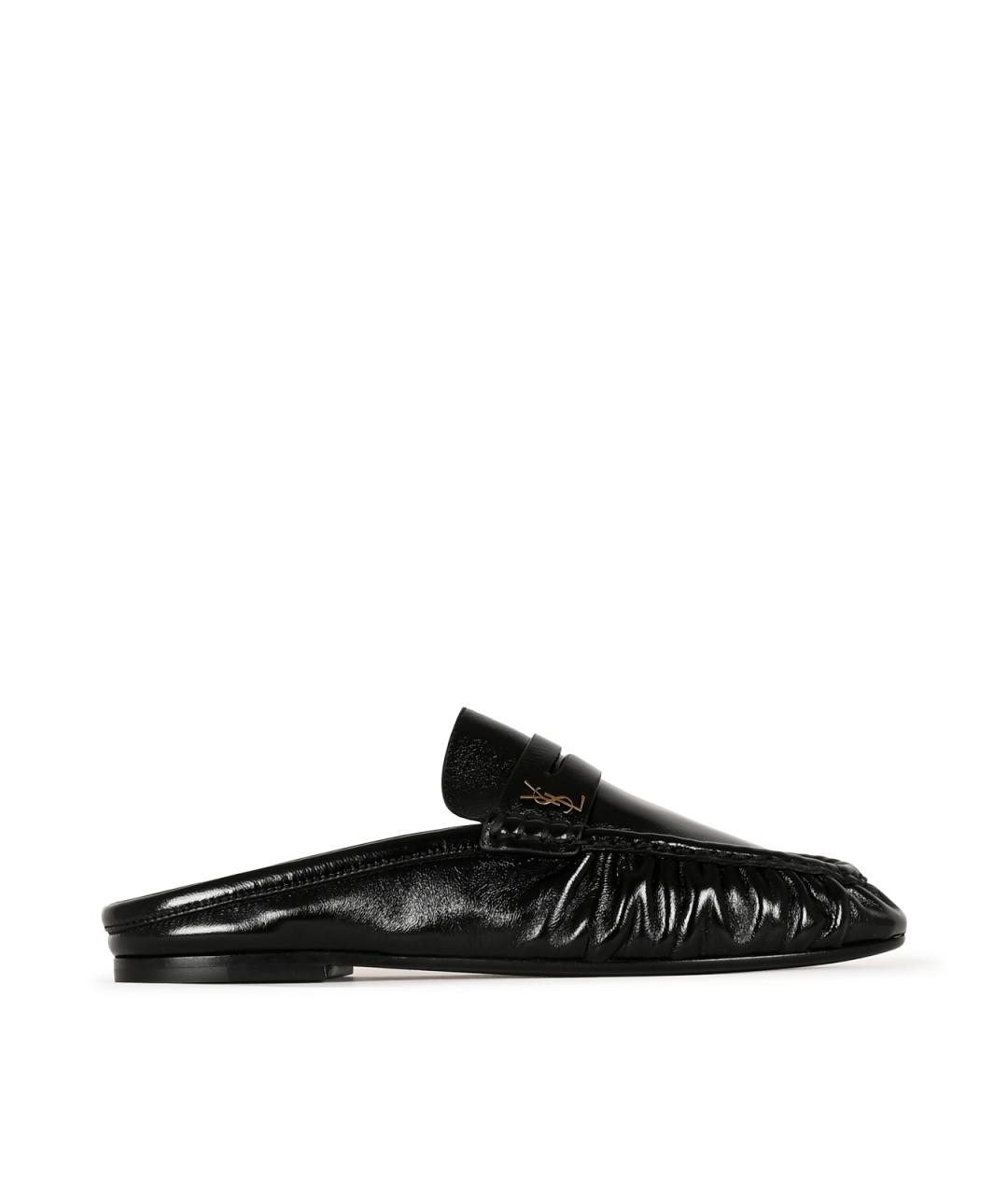 SAINT LAURENT Черные кожаные мюли, фото 2