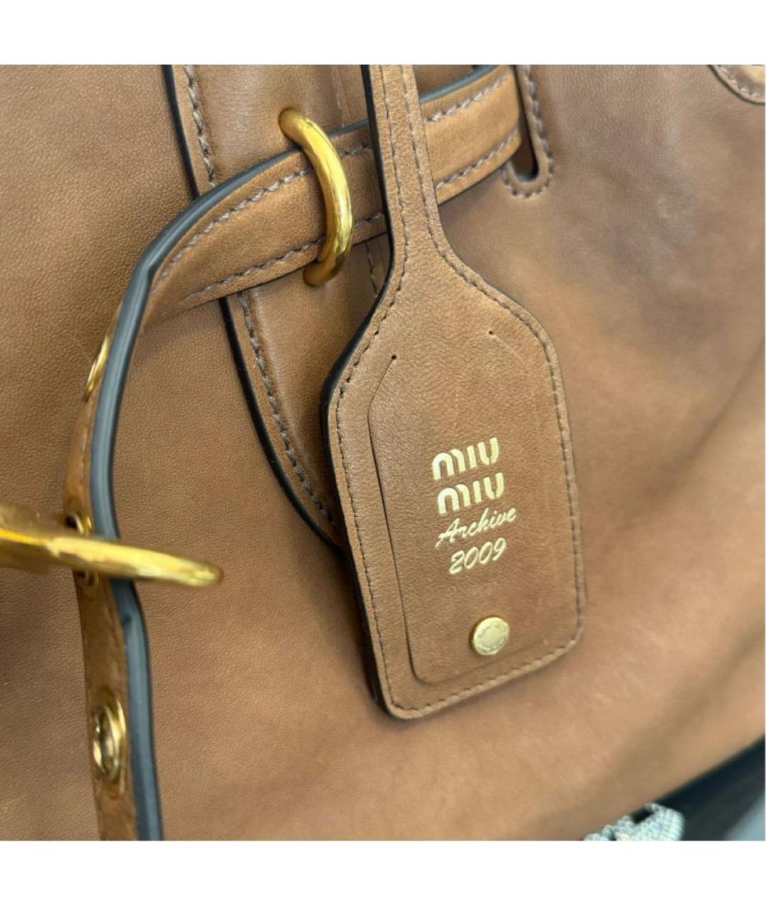 MIU MIU Коричневая кожаная сумка тоут, фото 3