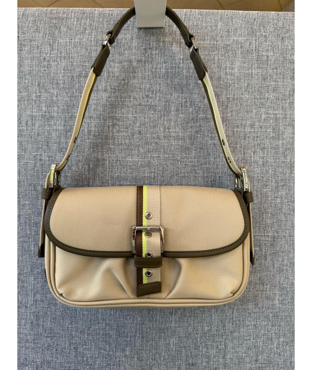 LONGCHAMP Бежевая хлопковая сумка через плечо, фото 9