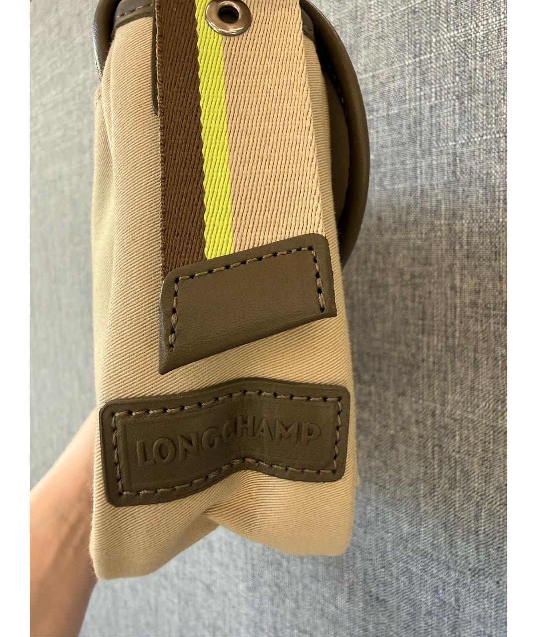 LONGCHAMP Бежевая хлопковая сумка через плечо, фото 2