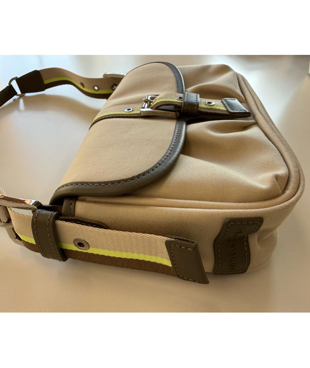 LONGCHAMP Бежевая хлопковая сумка через плечо, фото 5