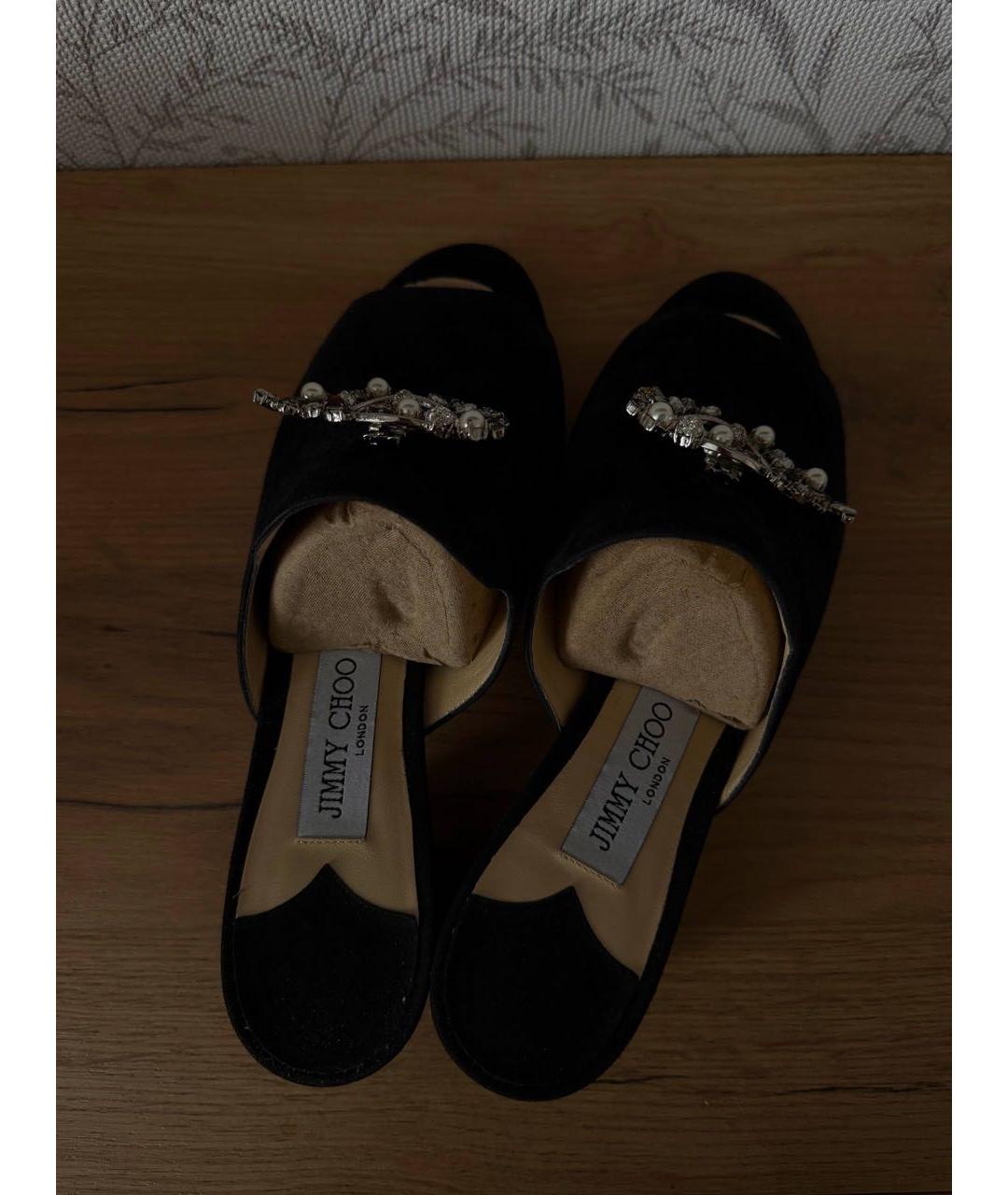JIMMY CHOO Черные замшевые босоножки, фото 4