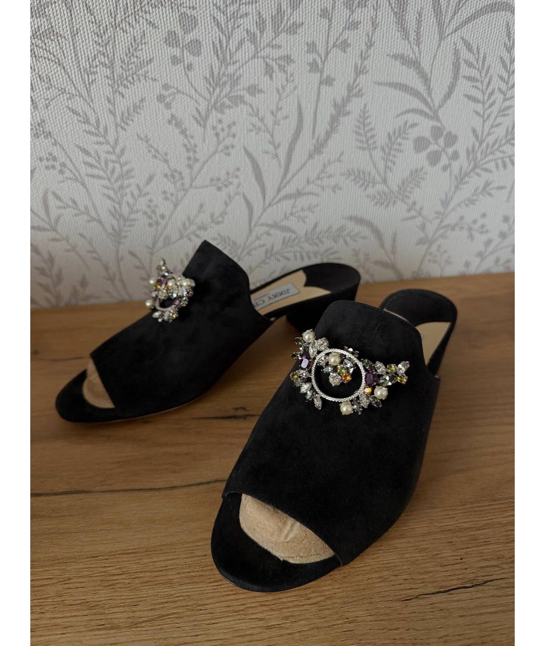 JIMMY CHOO Черные замшевые босоножки, фото 3