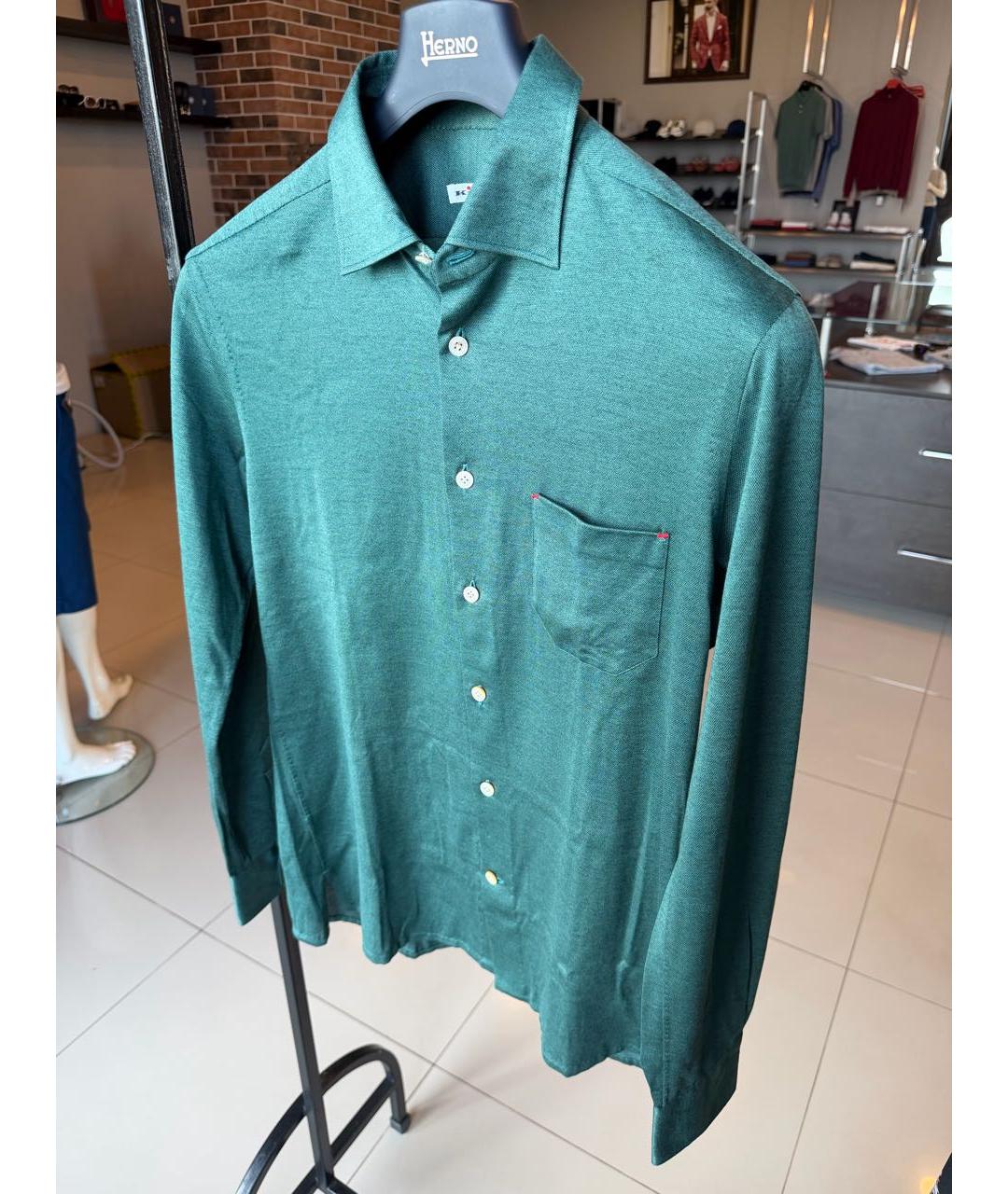 KITON Зеленая хлопковая кэжуал рубашка, фото 7