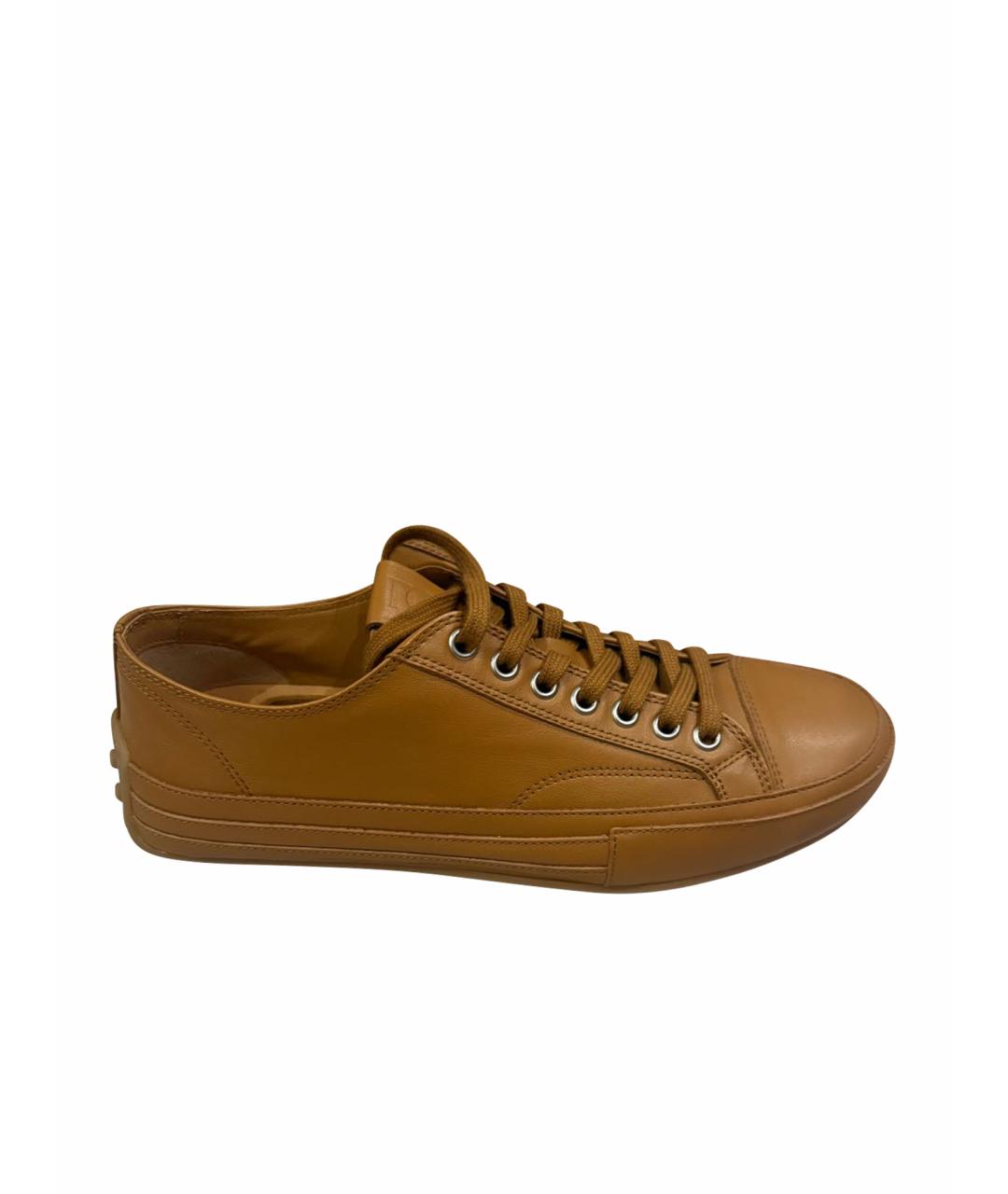 TOD'S Коричневые кожаные кеды, фото 1