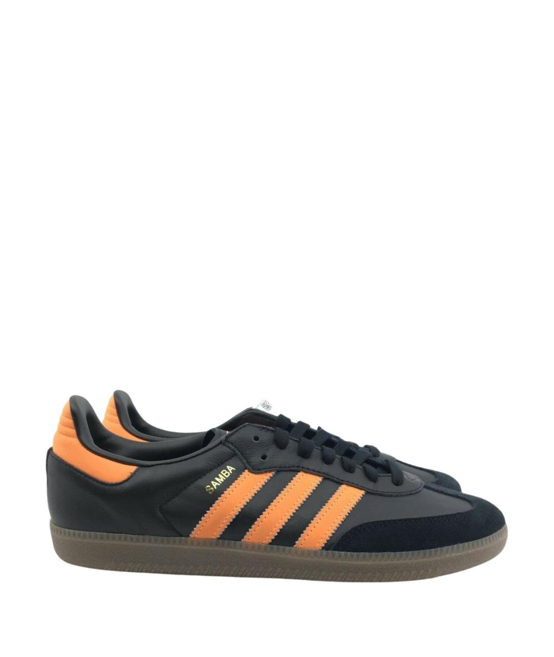 ADIDAS Черные кожаные низкие кроссовки / кеды, фото 1