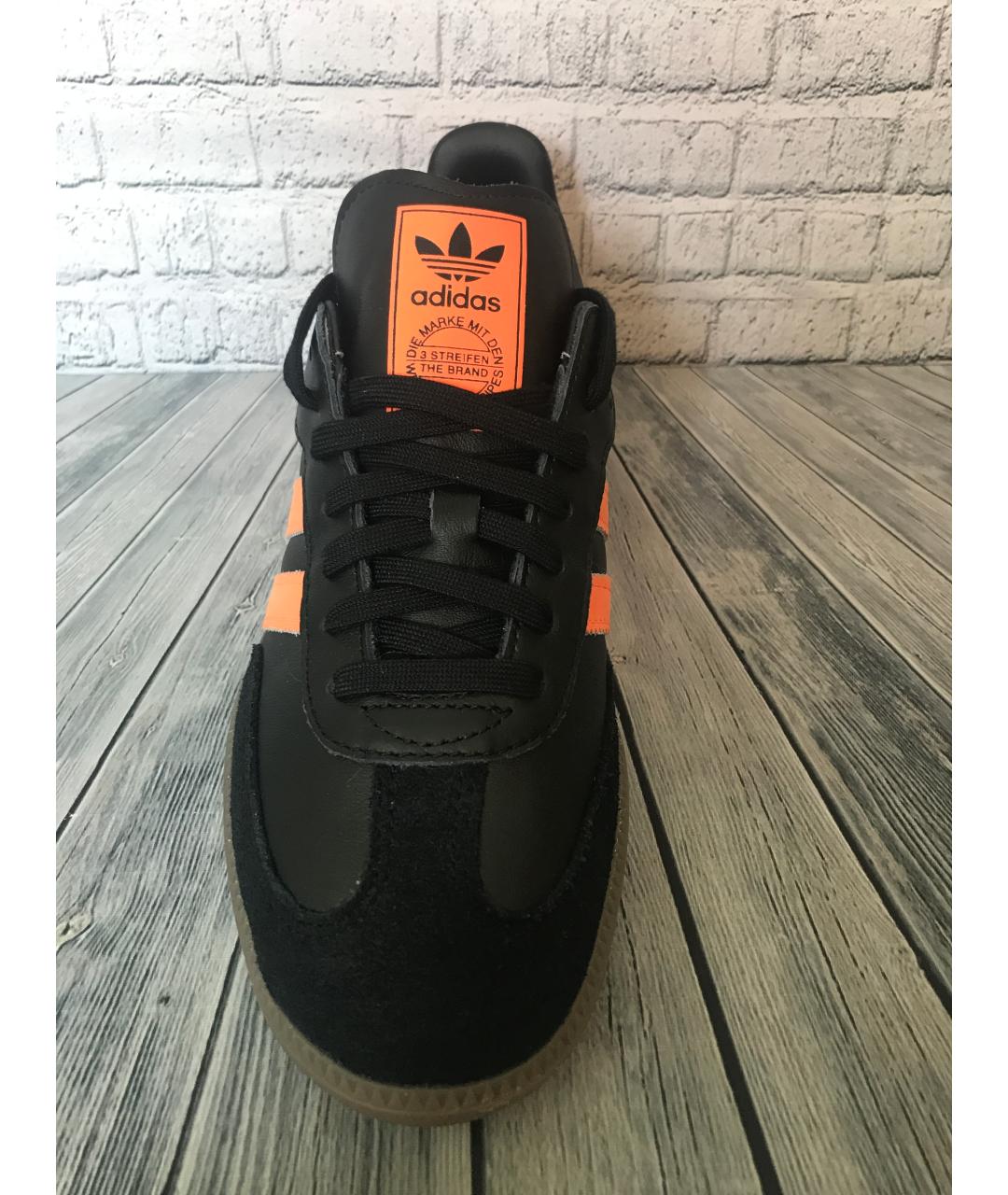 ADIDAS Черные кожаные низкие кроссовки / кеды, фото 4