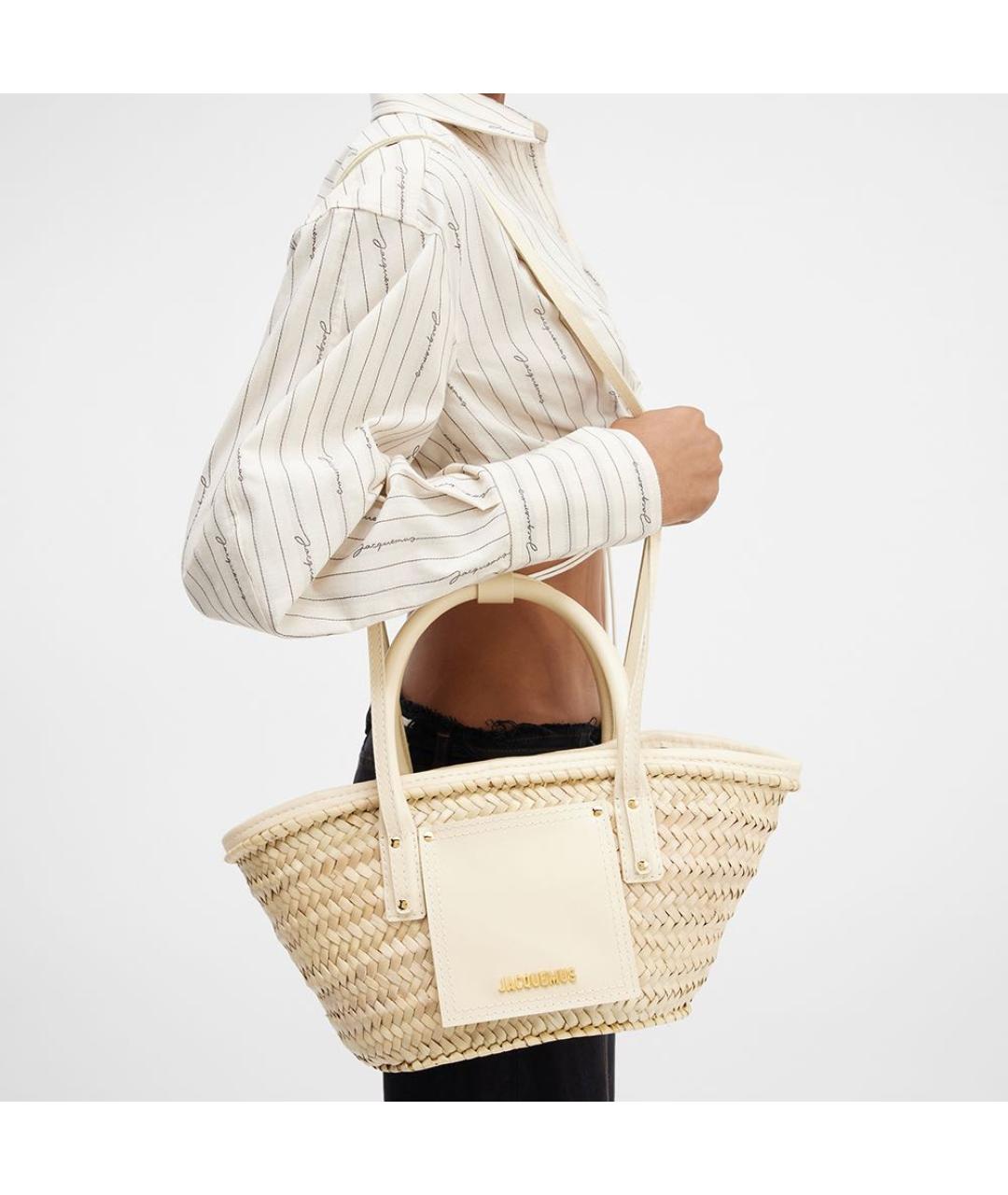 JACQUEMUS Бежевая плетеная пляжная сумка, фото 2