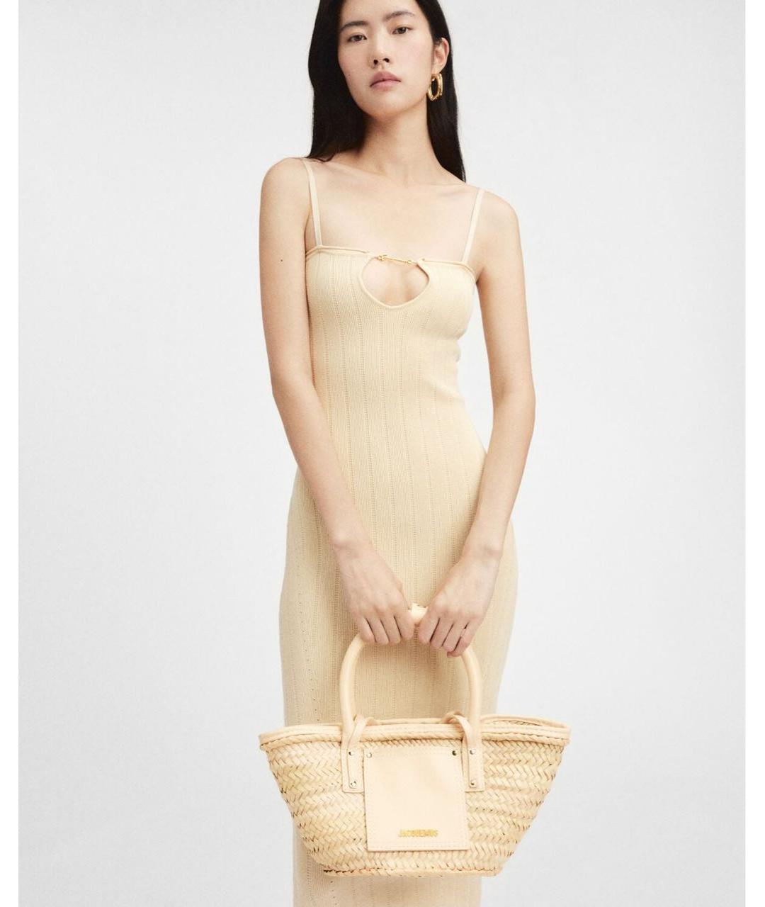 JACQUEMUS Бежевая плетеная пляжная сумка, фото 3