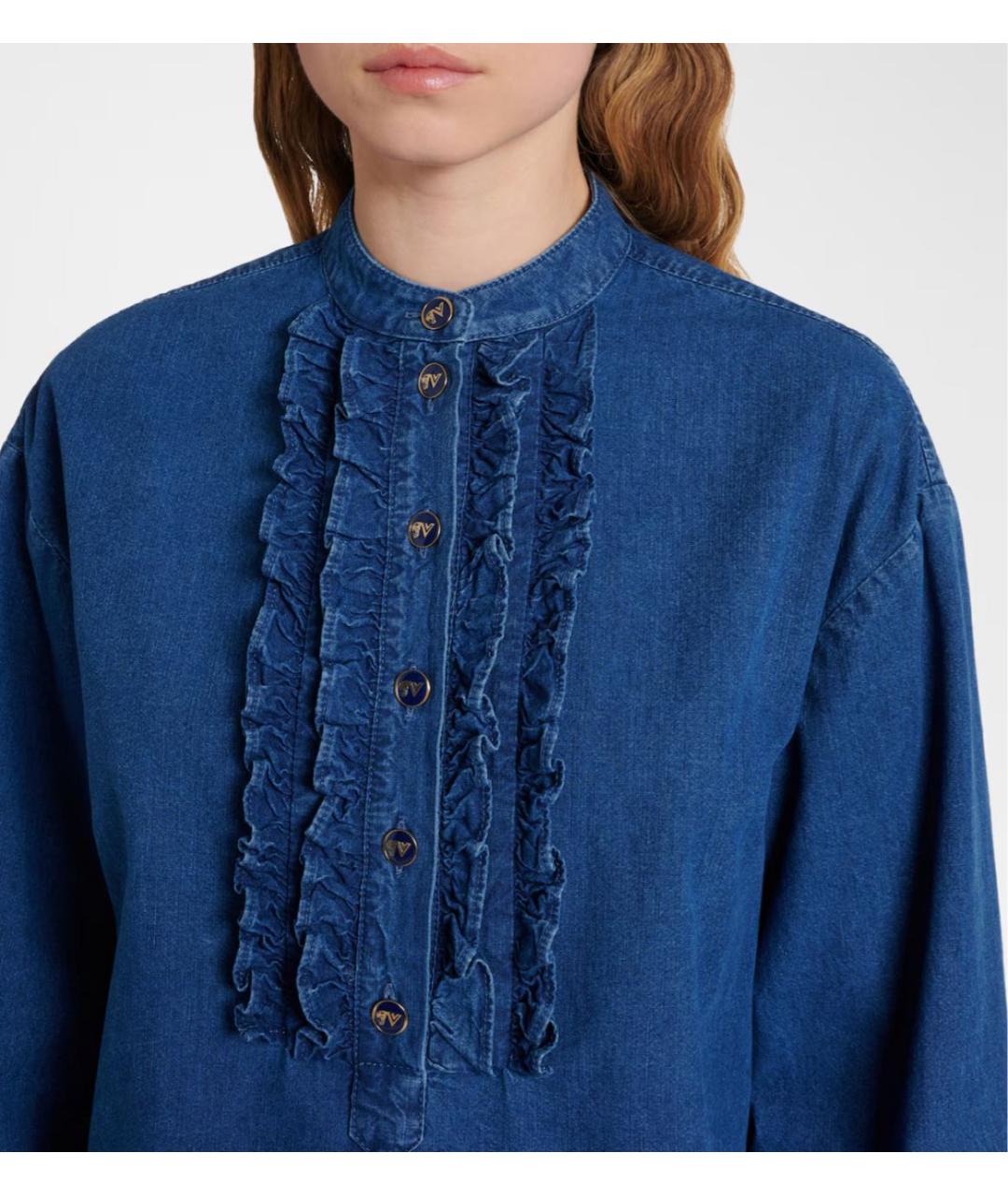 VALENTINO Синяя хлопковая рубашка, фото 4