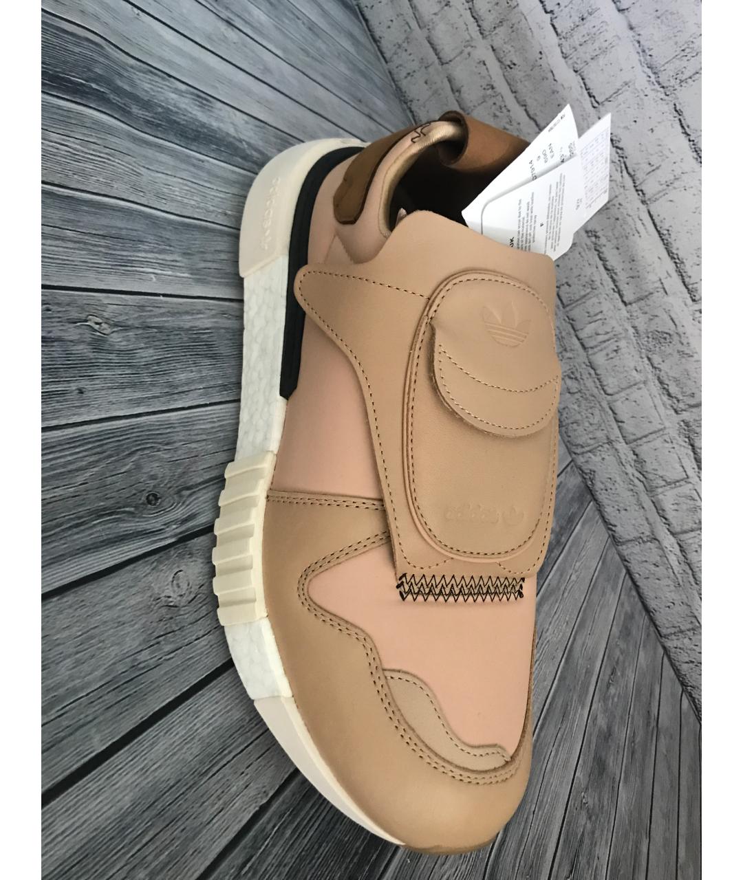 ADIDAS Бежевые кожаные низкие кроссовки / кеды, фото 2