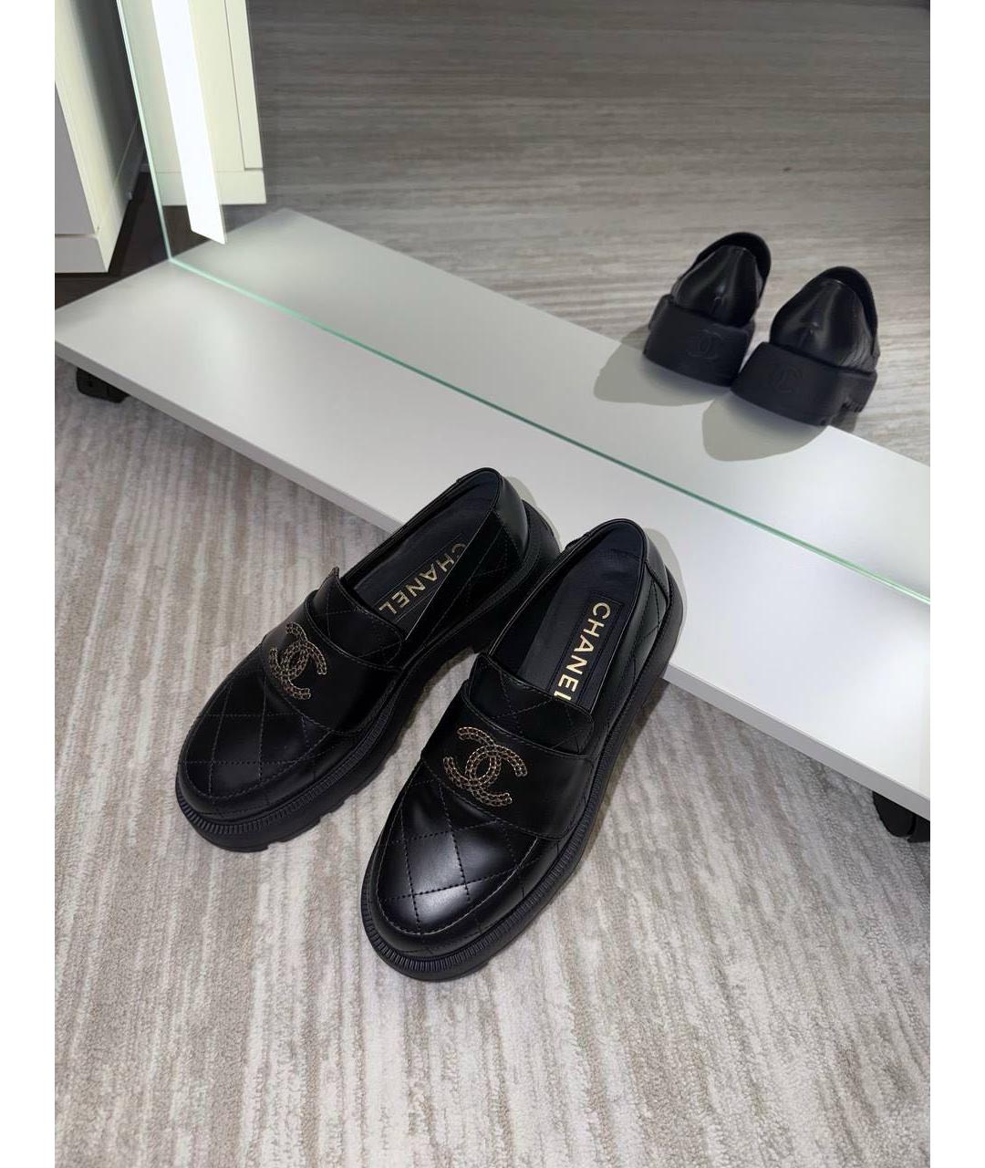 CHANEL Черные кожаные лоферы, фото 3