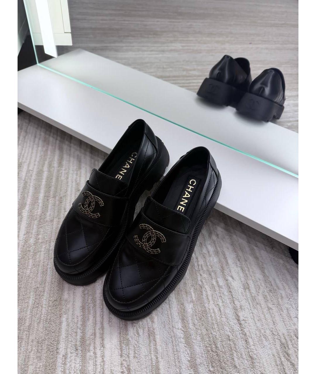 CHANEL Черные кожаные лоферы, фото 2