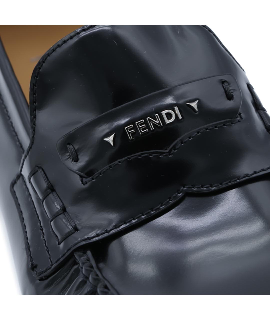 FENDI Черные кожаные лоферы, фото 8