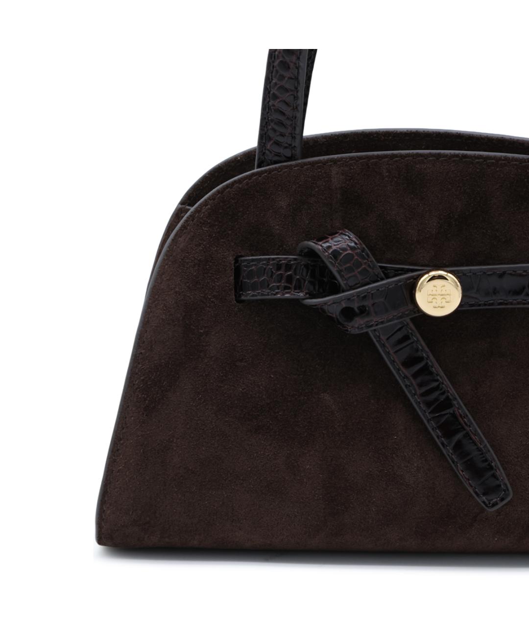 TORY BURCH Коричневая замшевая сумка с короткими ручками, фото 5