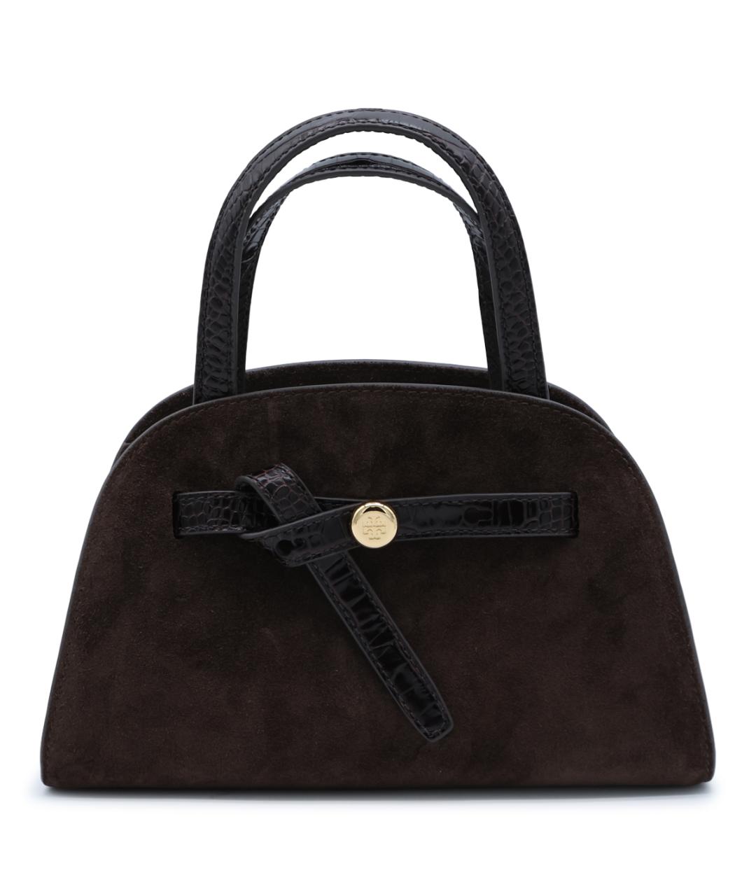 TORY BURCH Коричневая замшевая сумка с короткими ручками, фото 1
