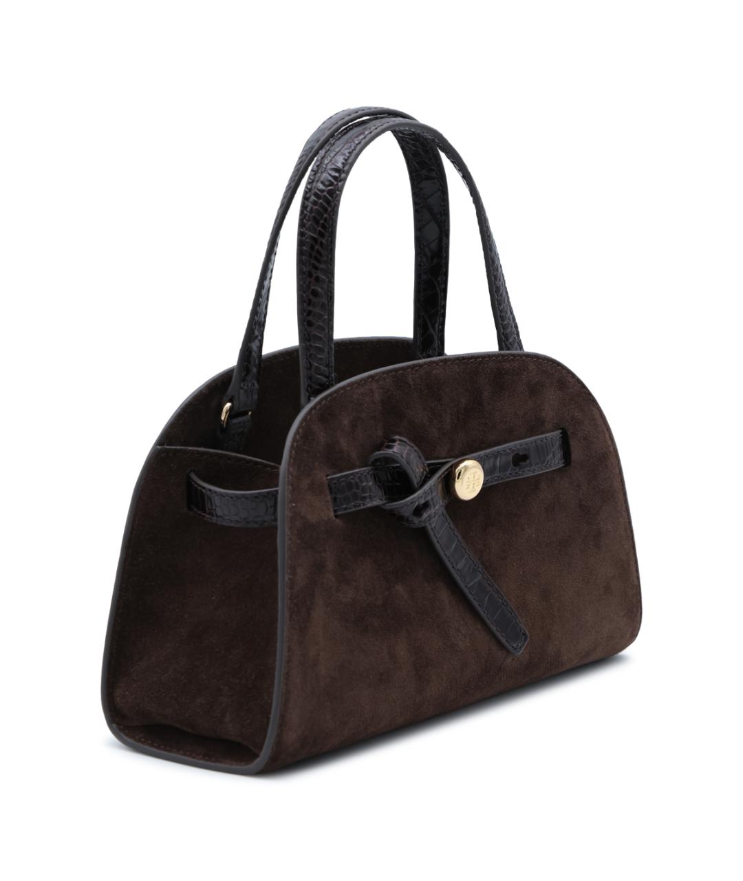 TORY BURCH Коричневая замшевая сумка с короткими ручками, фото 2