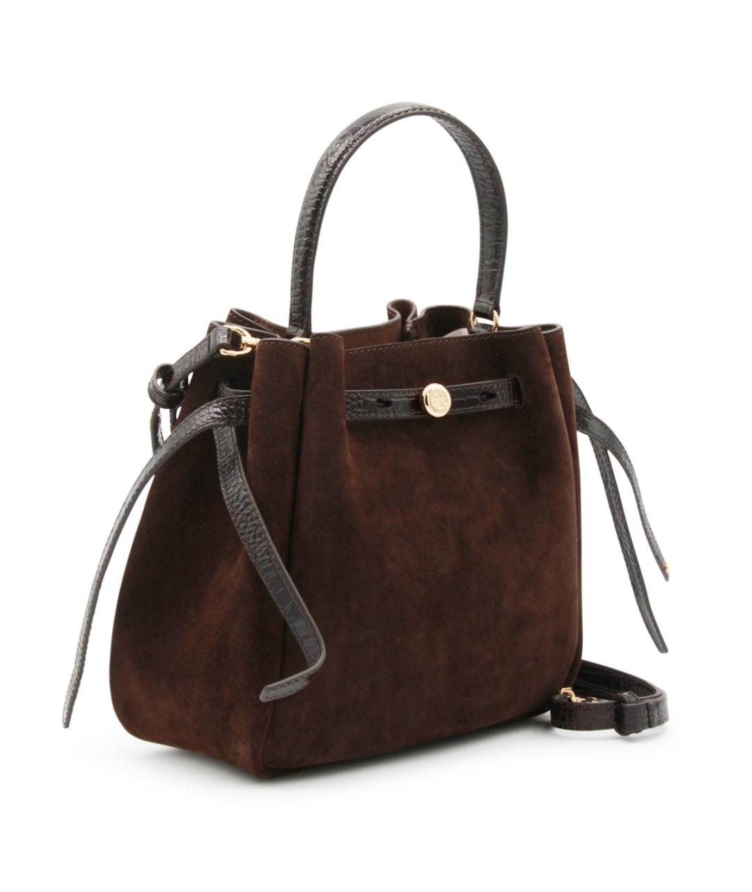 TORY BURCH Коричневая замшевая сумка с короткими ручками, фото 2