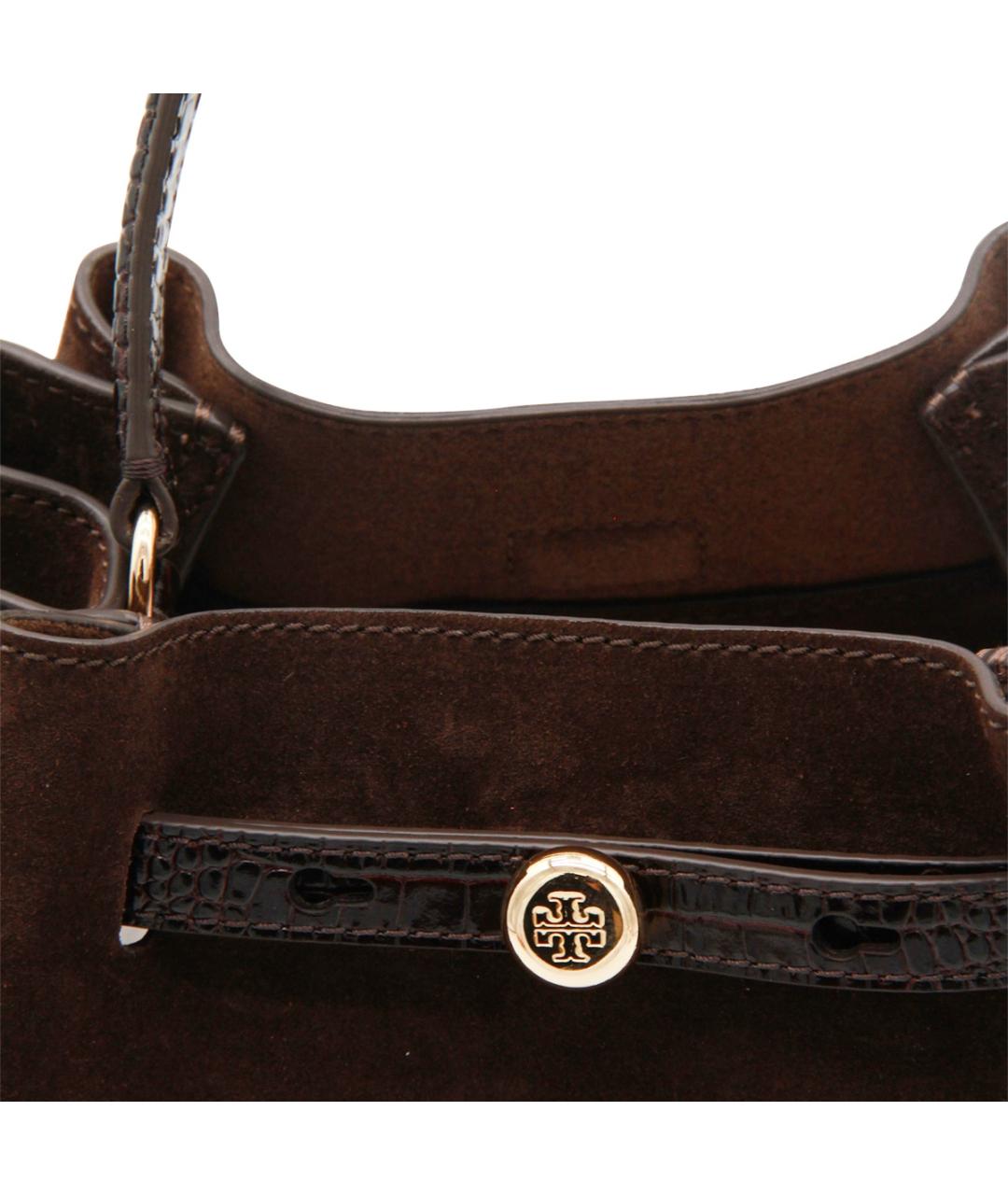 TORY BURCH Коричневая замшевая сумка с короткими ручками, фото 4