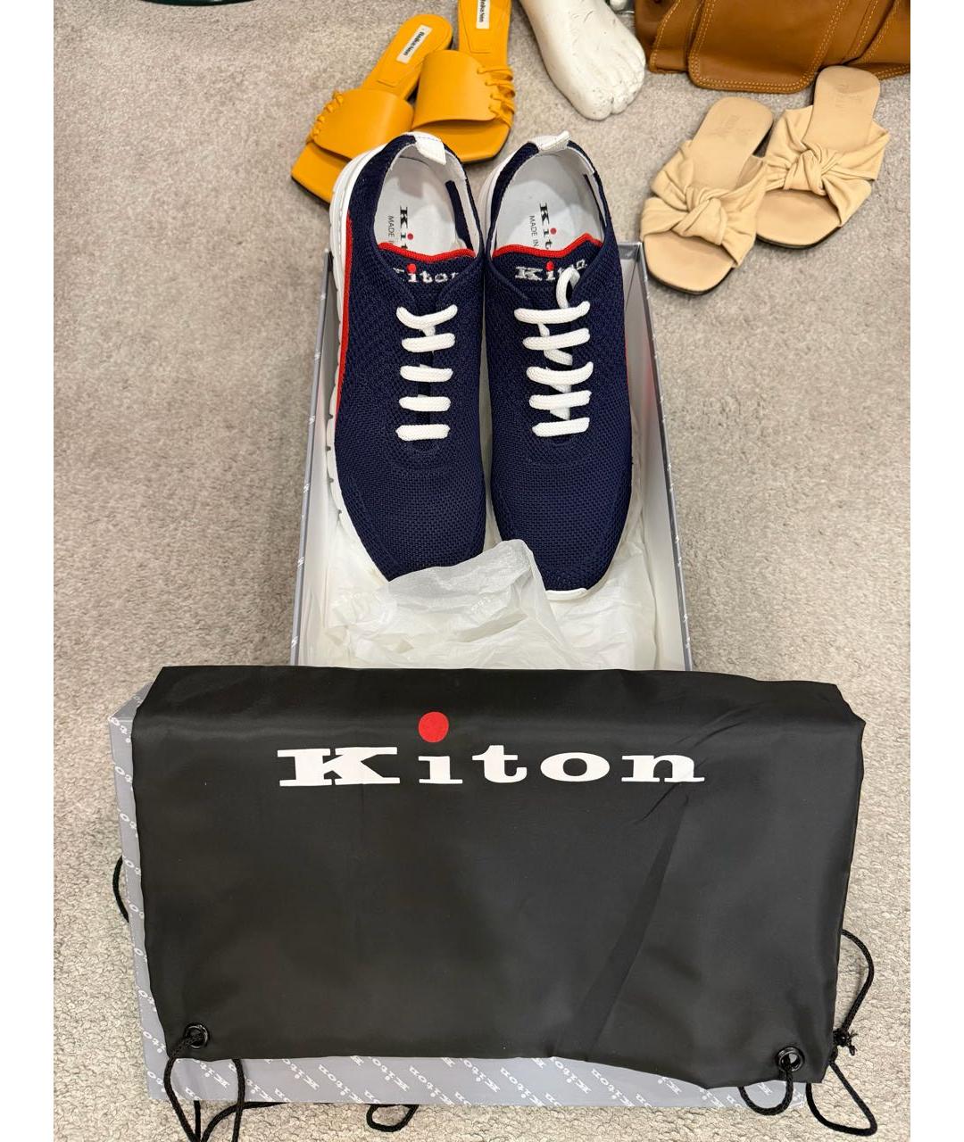 KITON Синие текстильные низкие кроссовки / кеды, фото 6