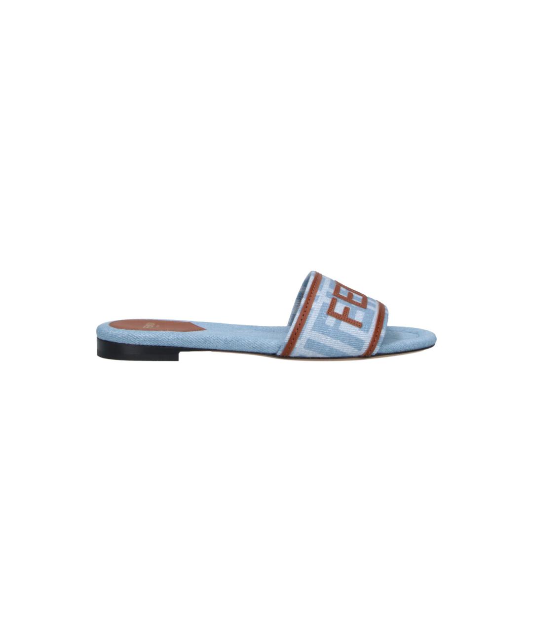 FENDI Синие текстильные сандалии, фото 1