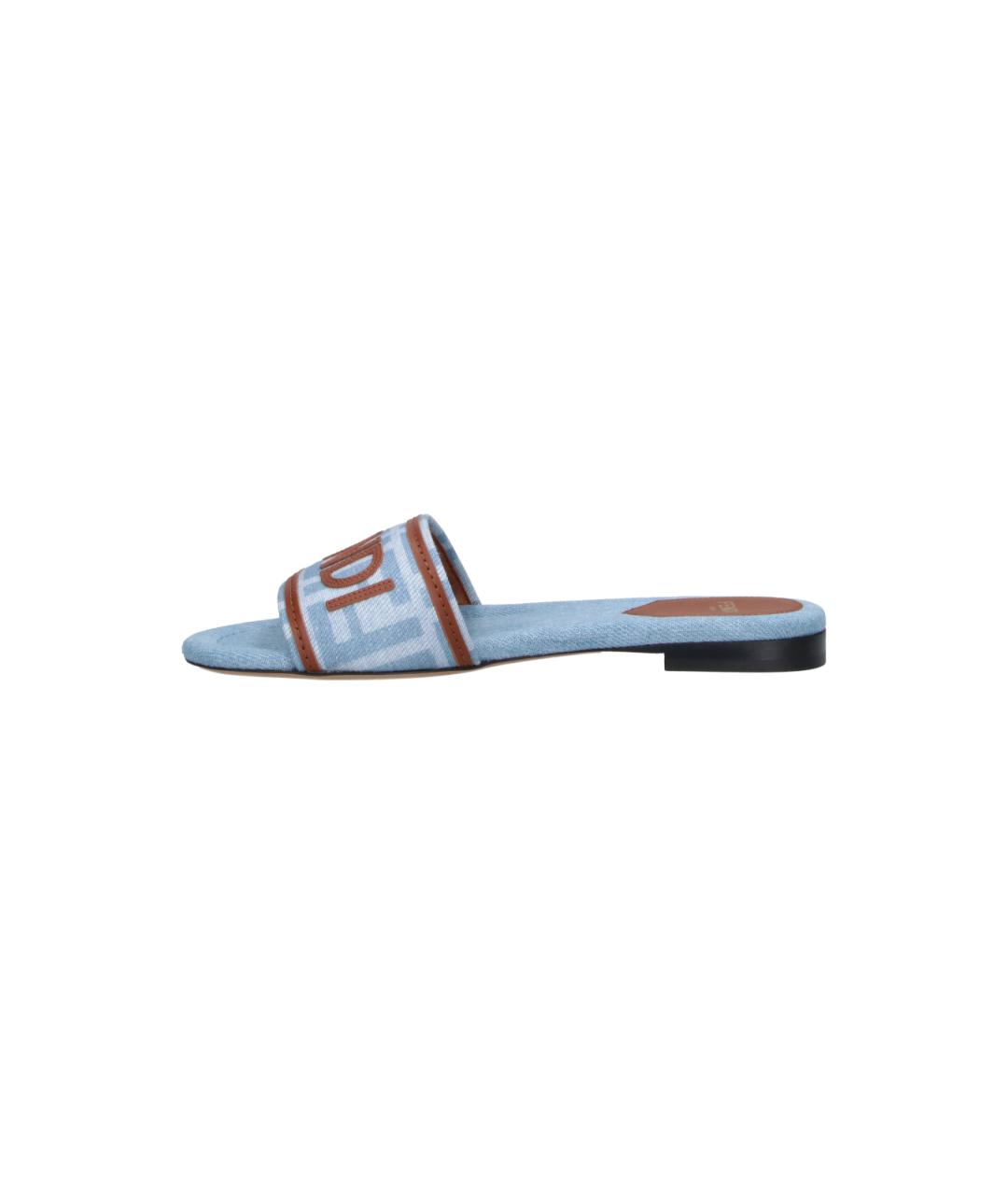 FENDI Синие текстильные сандалии, фото 3