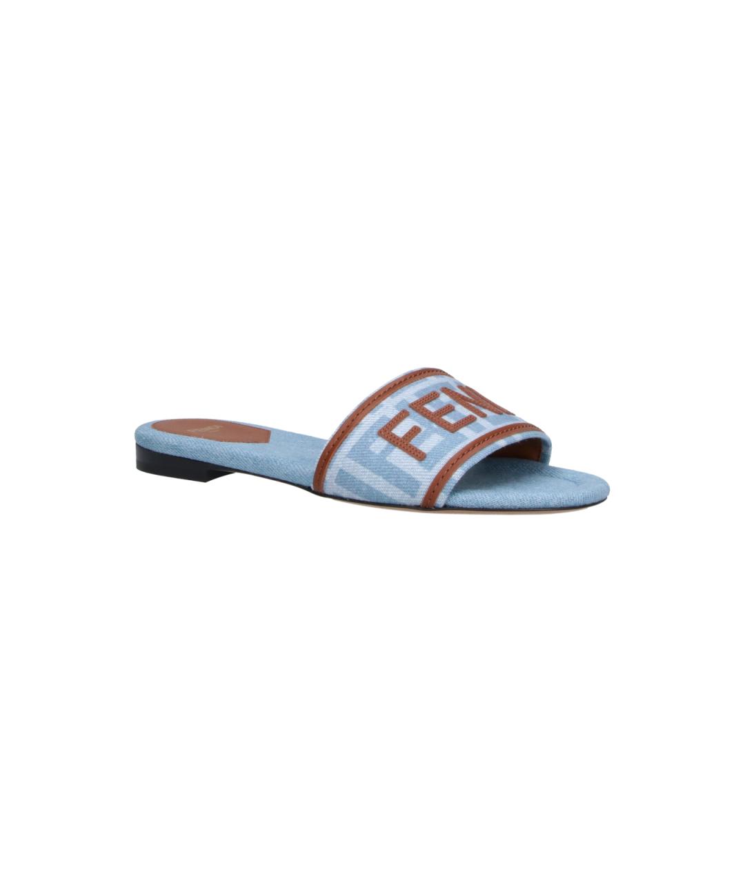 FENDI Синие текстильные сандалии, фото 2
