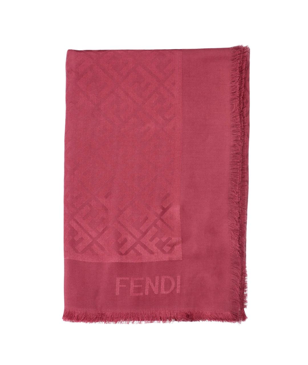 FENDI Красный шелковый шарф, фото 2