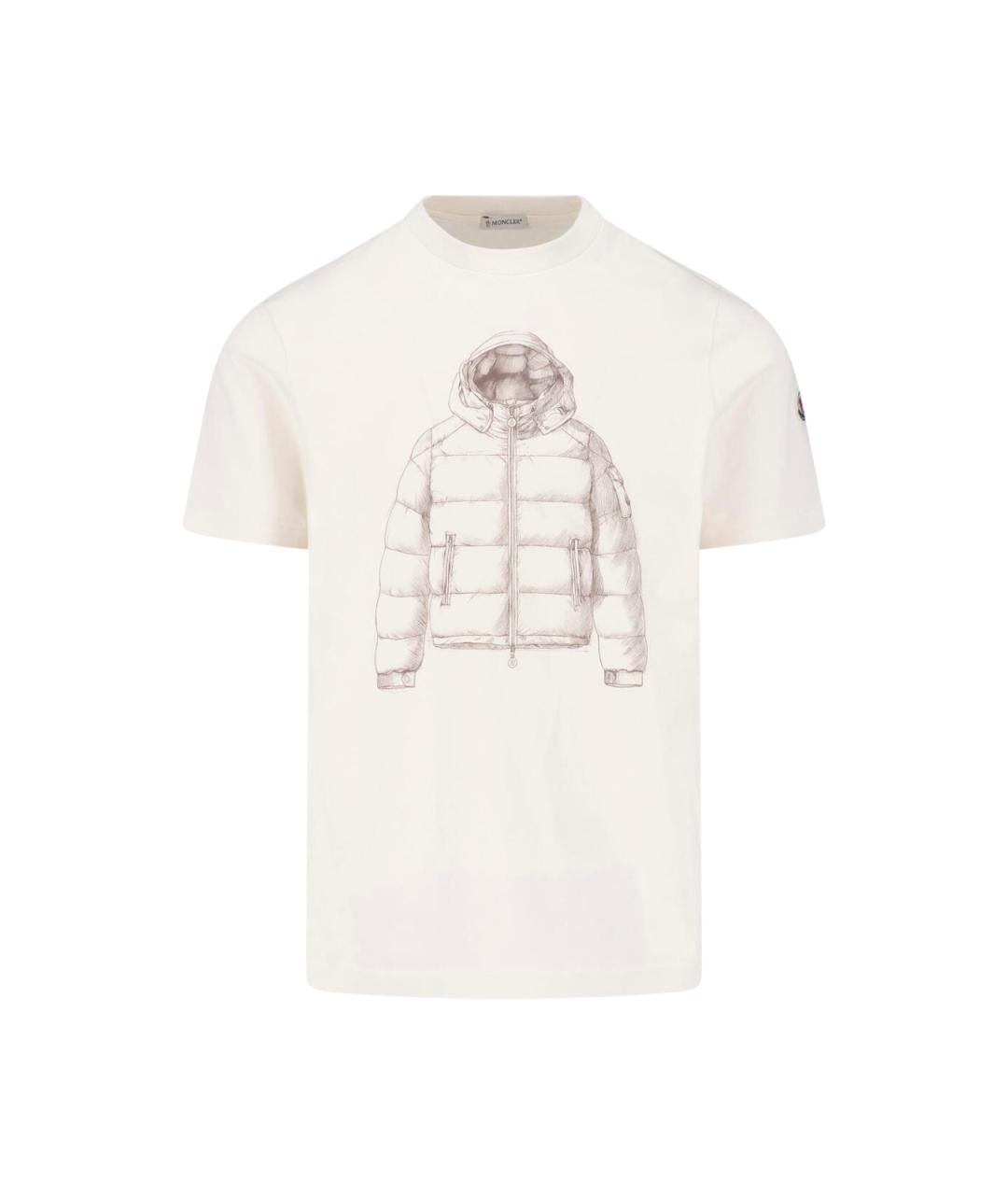 MONCLER Бежевая хлопковая футболка, фото 1
