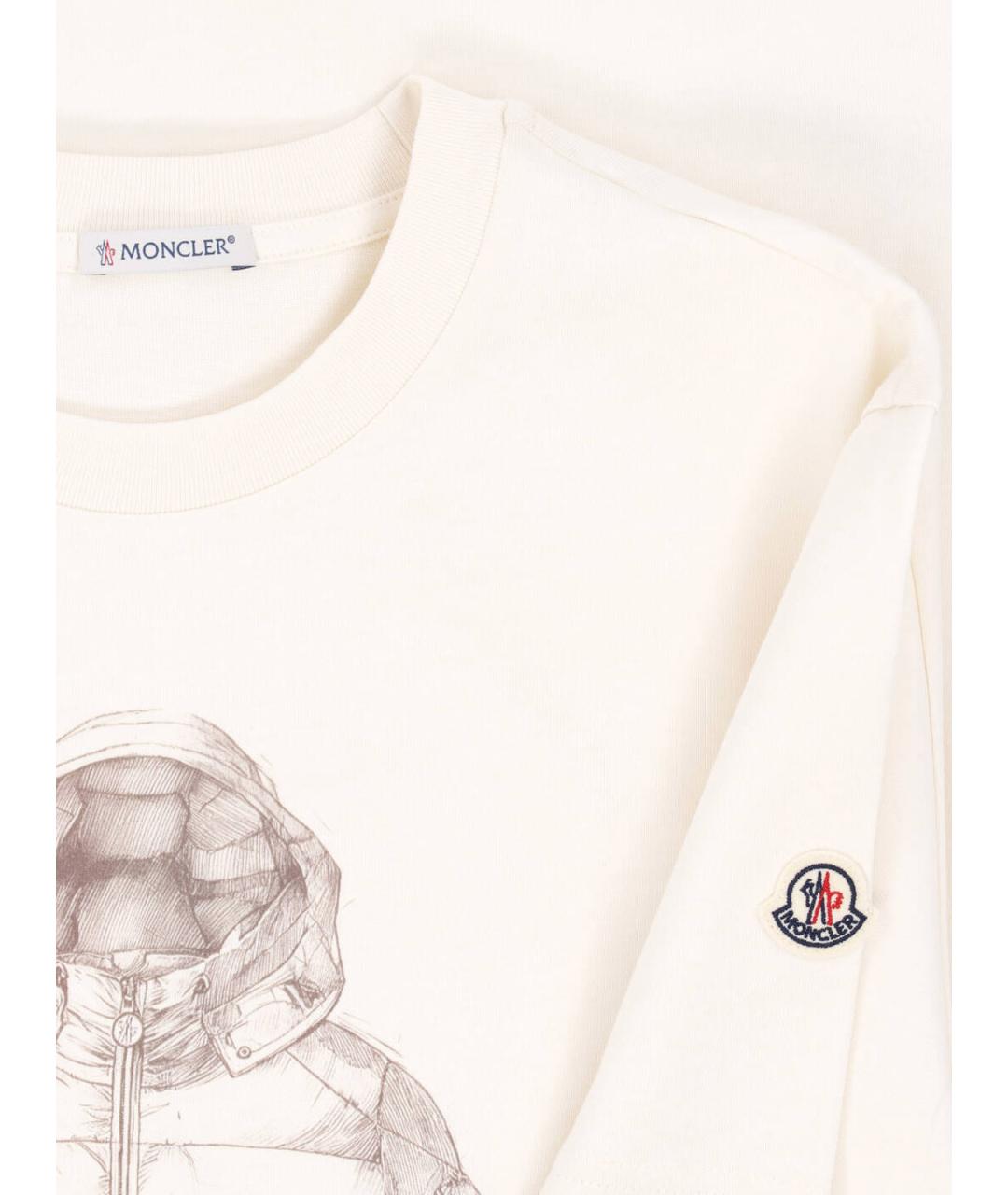 MONCLER Бежевая хлопковая футболка, фото 3
