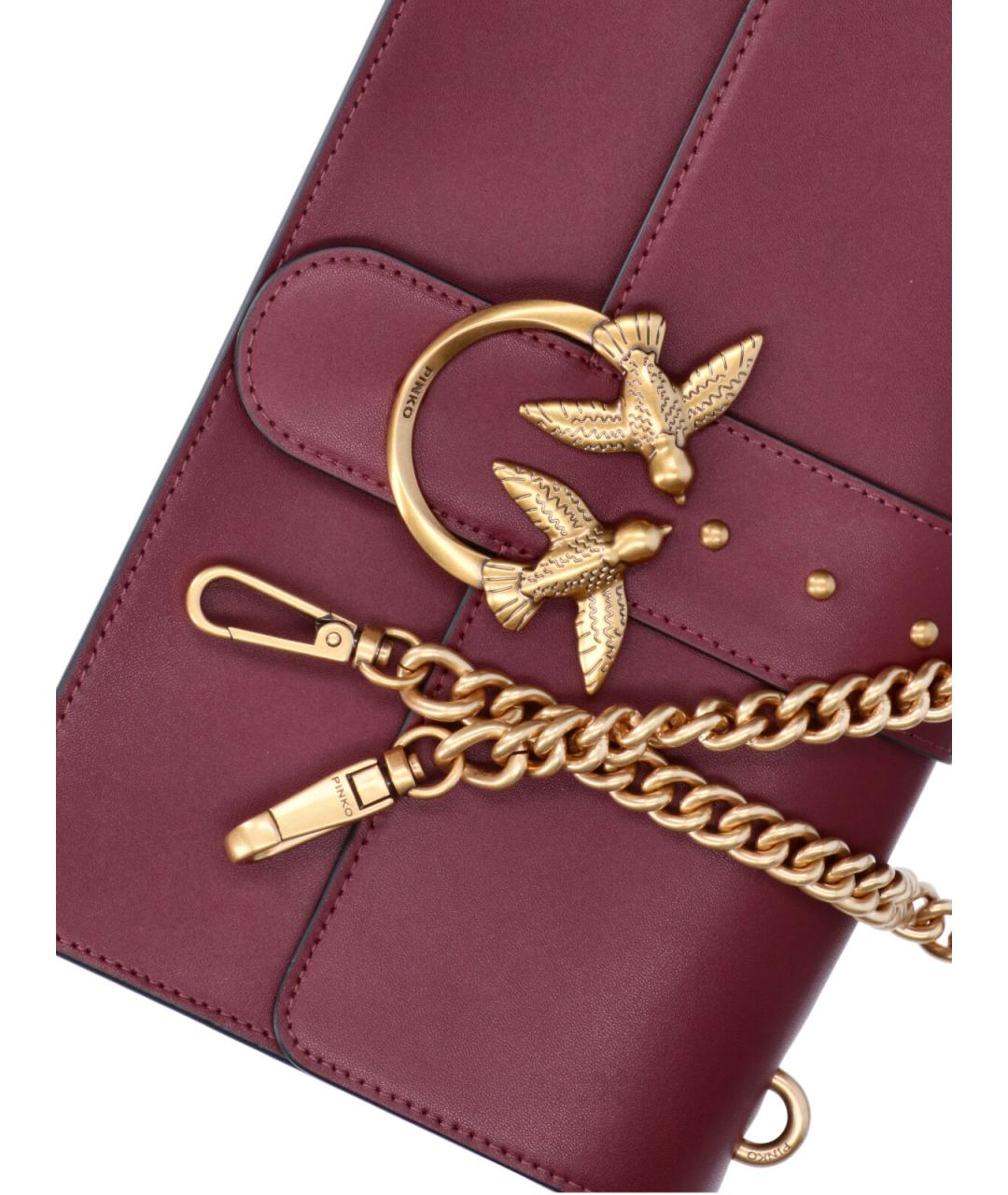 PINKO Бордовая кожаная сумка тоут, фото 4
