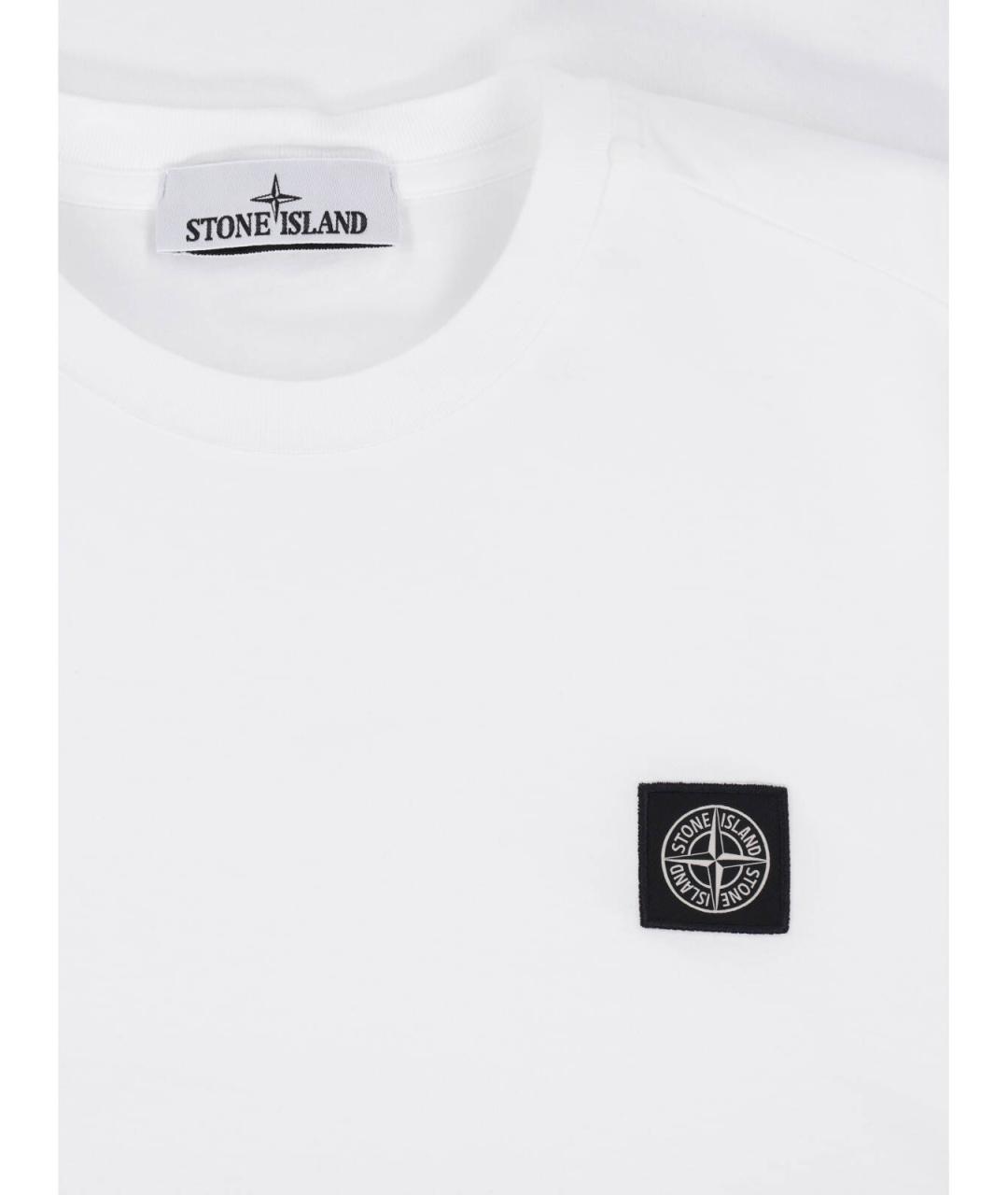 STONE ISLAND Белая хлопковая футболка, фото 3