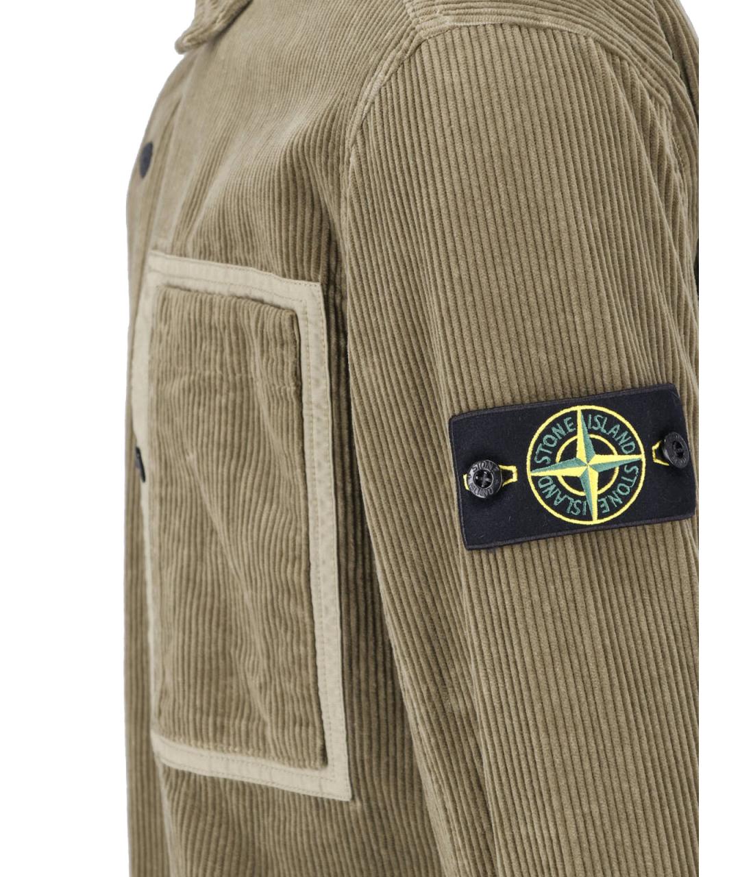 STONE ISLAND Зеленая хлопковая кэжуал рубашка, фото 3