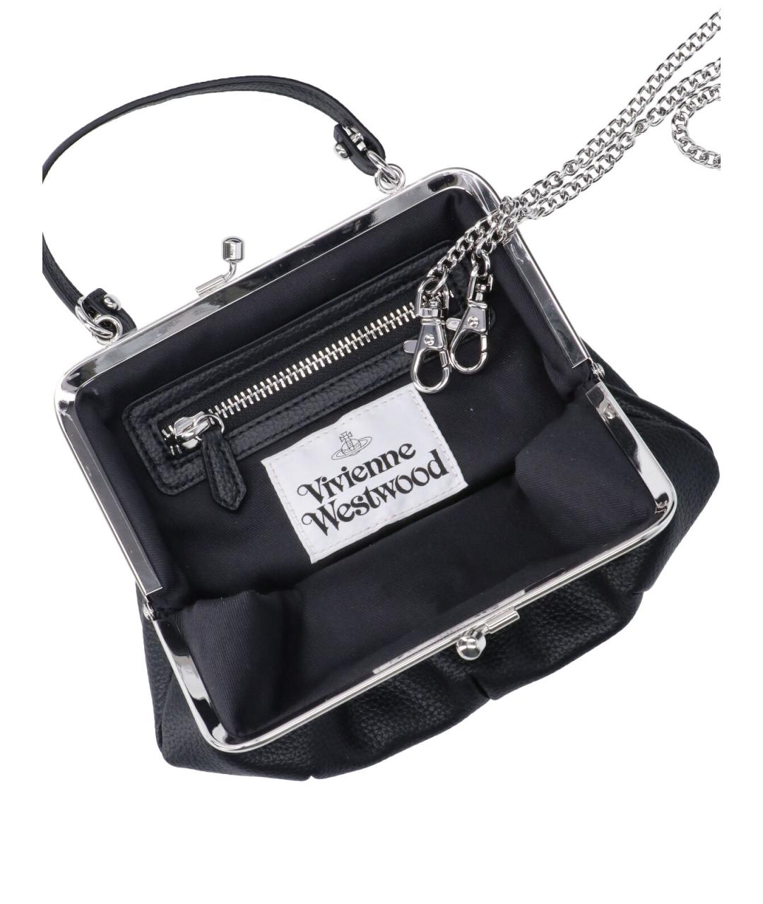 VIVIENNE WESTWOOD Черная сумка с короткими ручками из искусственной кожи, фото 4