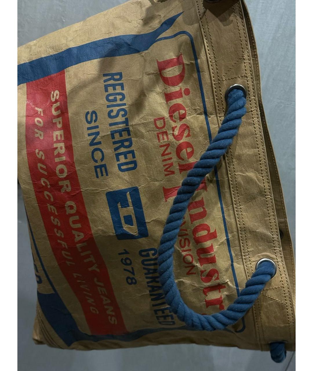 DIESEL Горчичная тканевая сумка с короткими ручками, фото 2