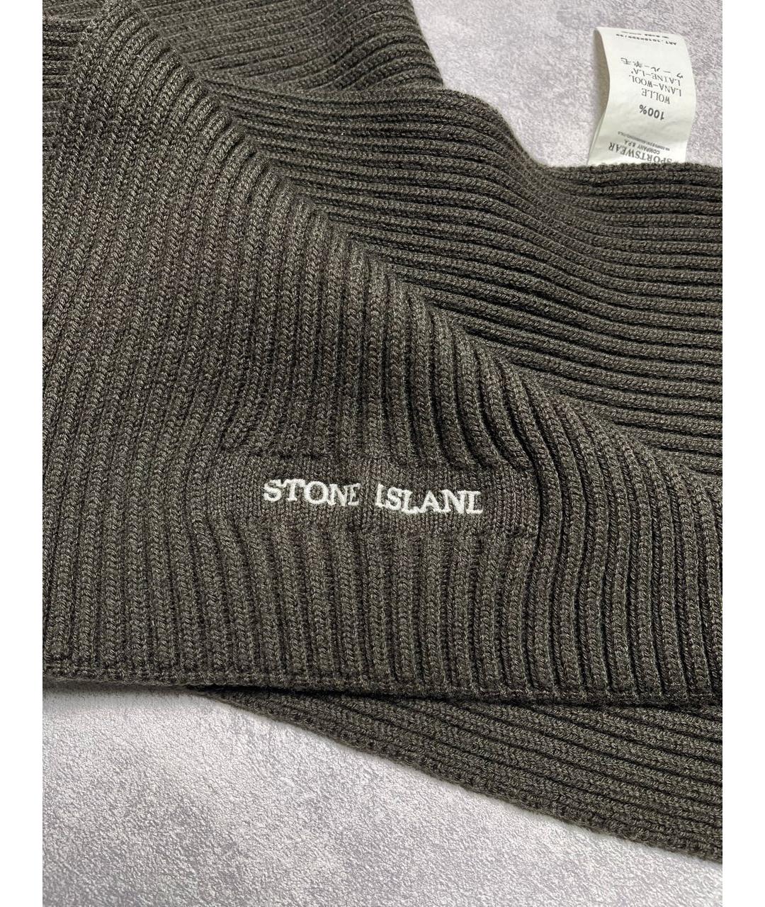STONE ISLAND Хаки шерстяной шарф, фото 3