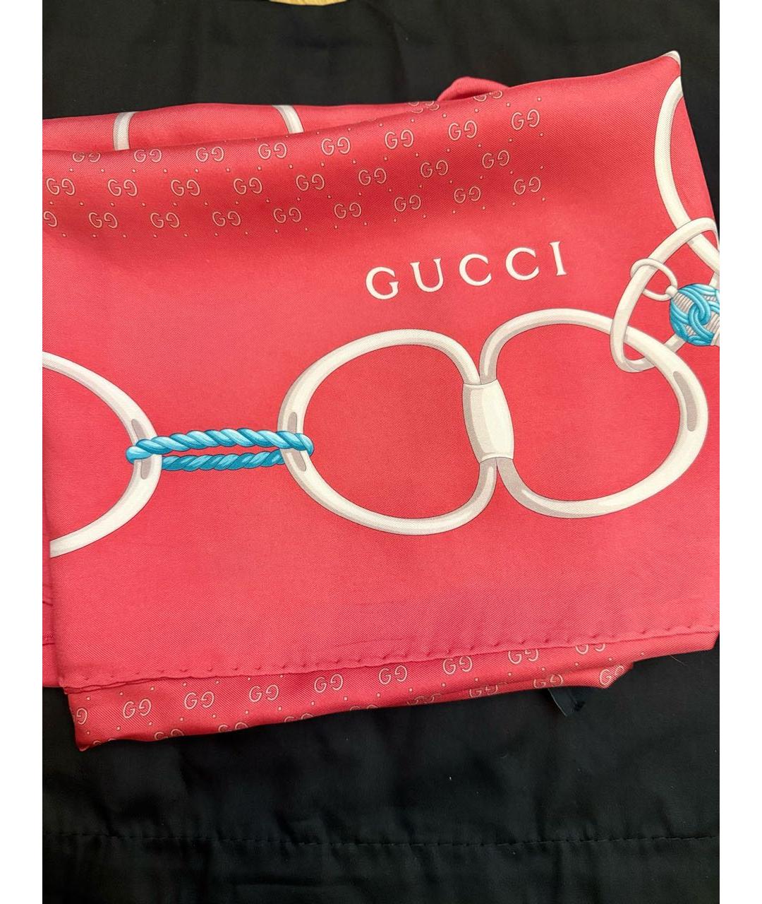 GUCCI Красный шелковый платок, фото 2