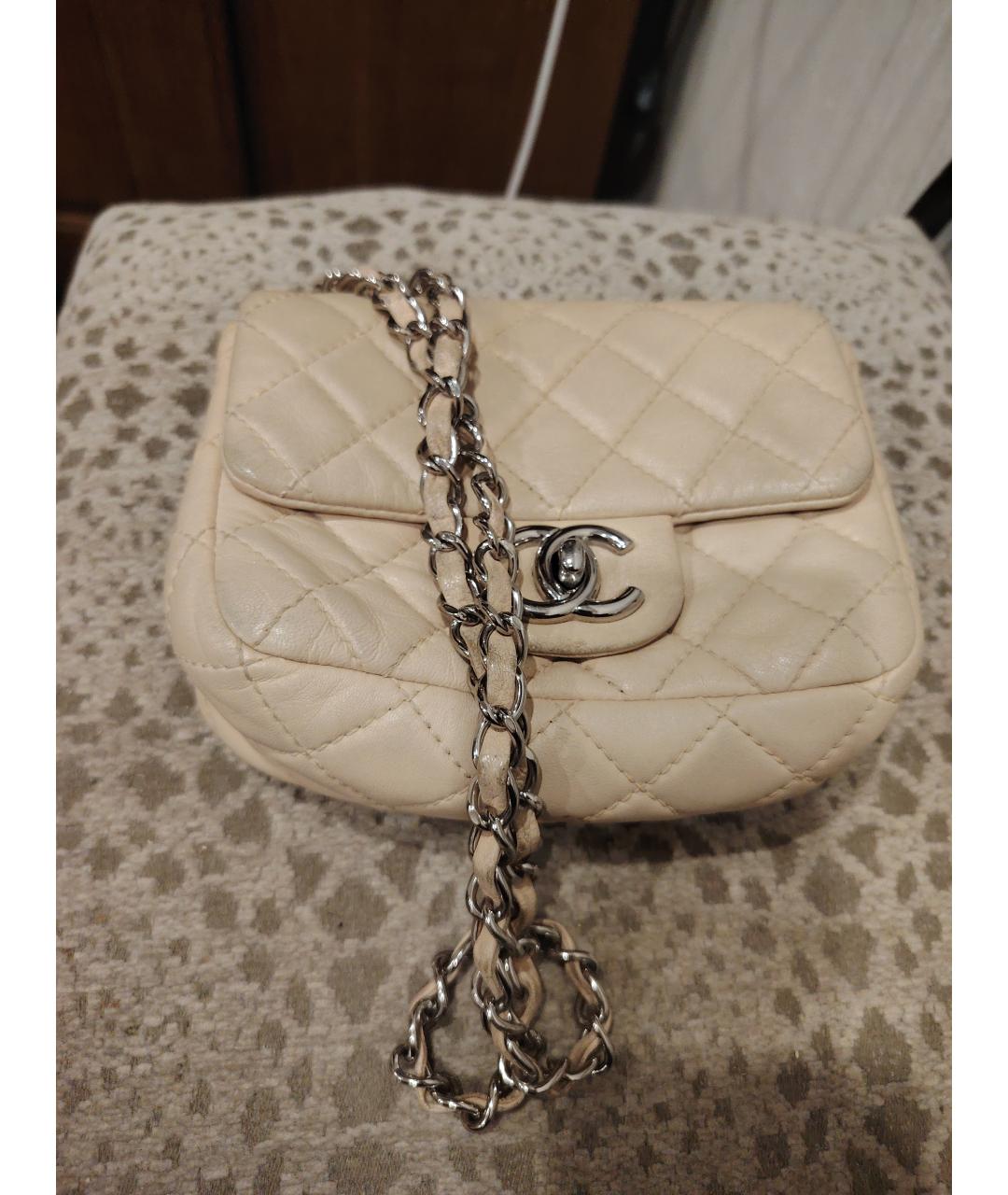 CHANEL Бежевая кожаная сумка через плечо, фото 2