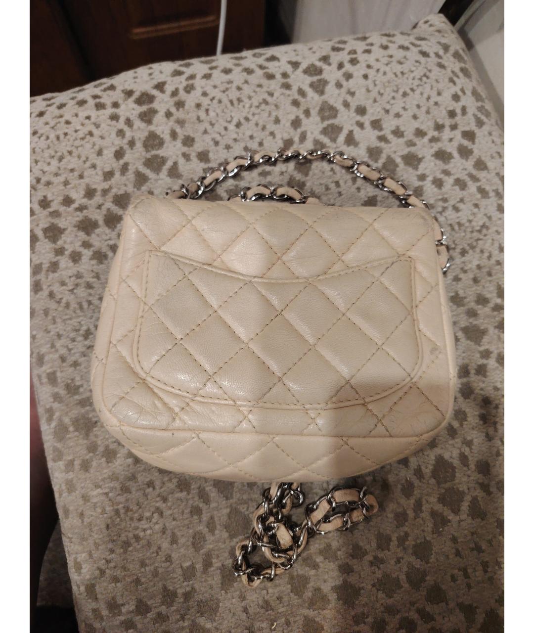 CHANEL Бежевая кожаная сумка через плечо, фото 3