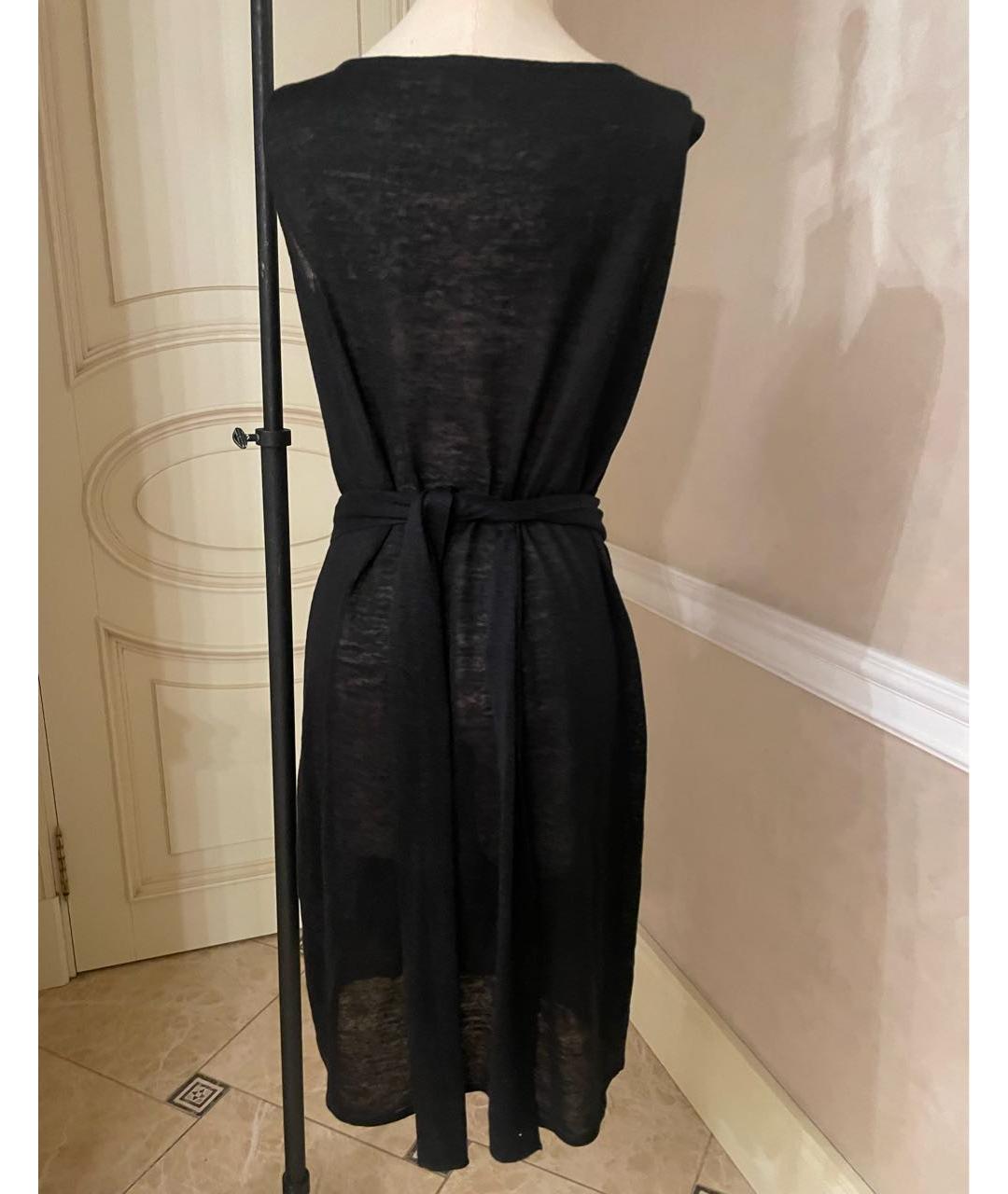 GIAMBATTISTA VALLI Черное льняное коктейльное платье, фото 2