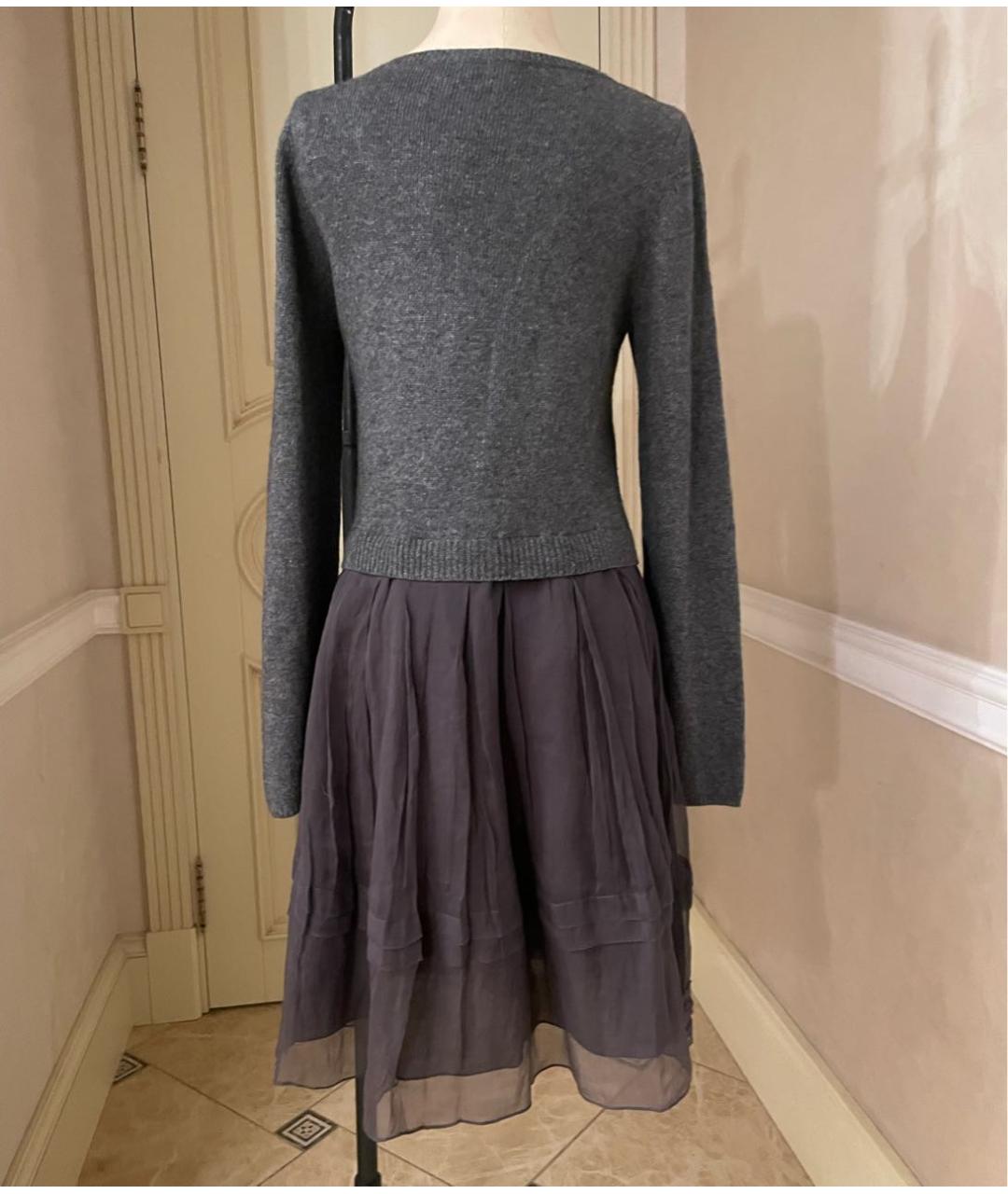 ALBERTA FERRETTI Серое шелковое коктейльное платье, фото 2