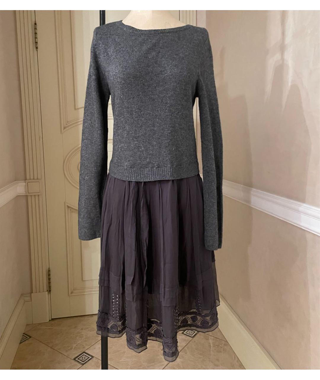 ALBERTA FERRETTI Серое шелковое коктейльное платье, фото 8