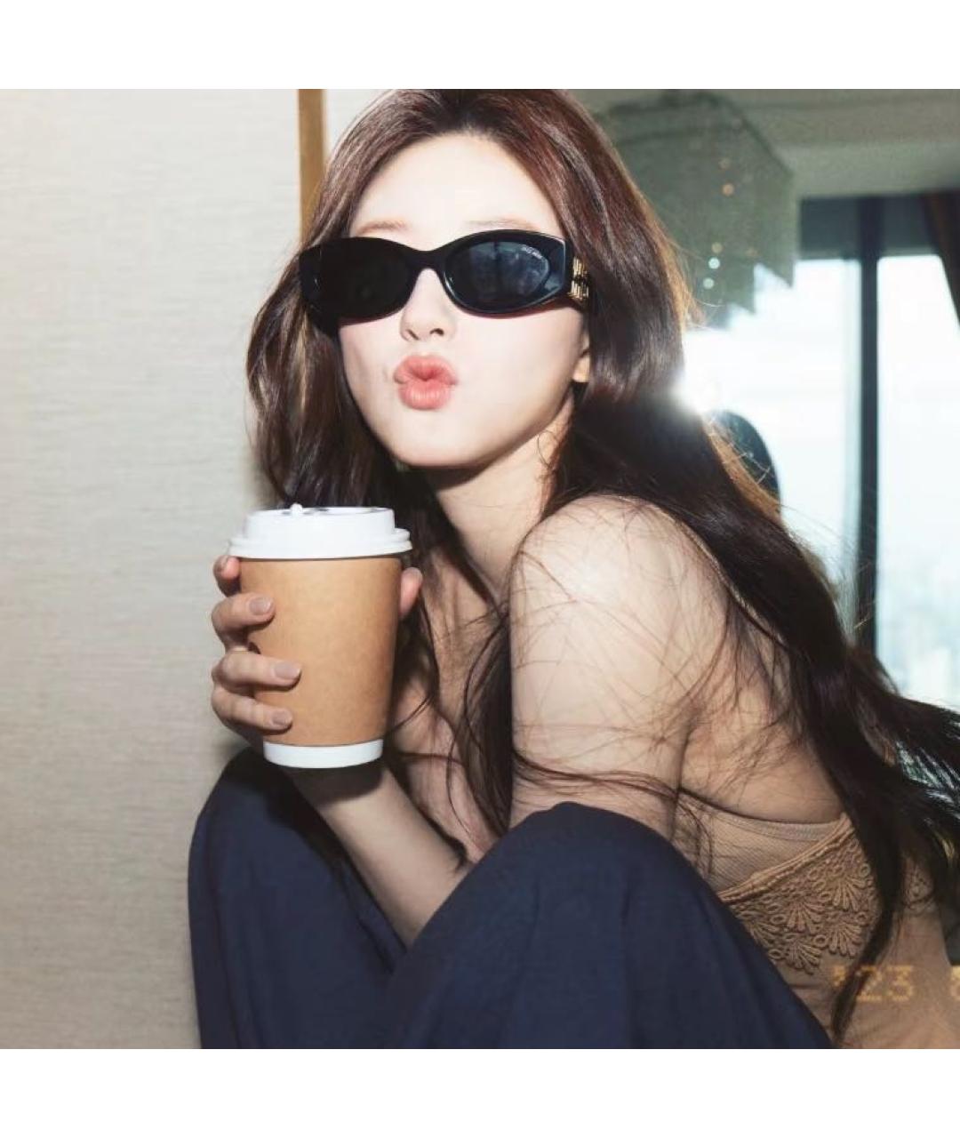 MIU MIU Черные пластиковые солнцезащитные очки, фото 6