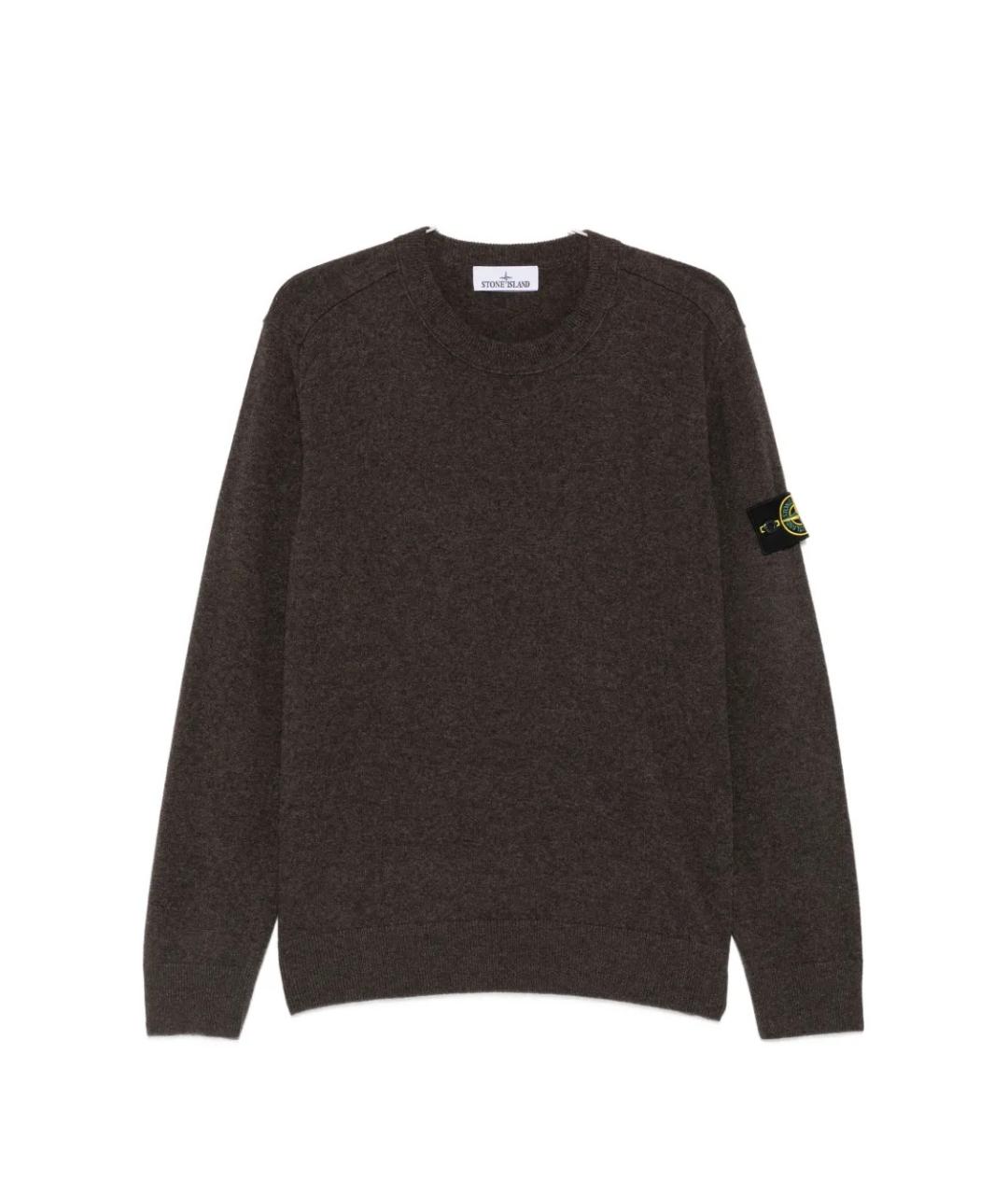 STONE ISLAND Коричневый шерстяной джемпер / свитер, фото 1