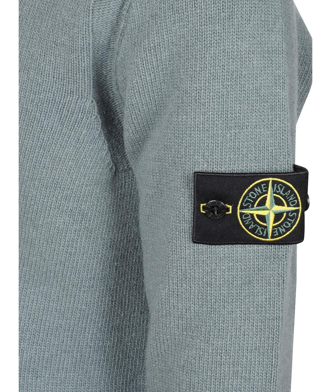 STONE ISLAND Бирюзовый шерстяной джемпер / свитер, фото 2