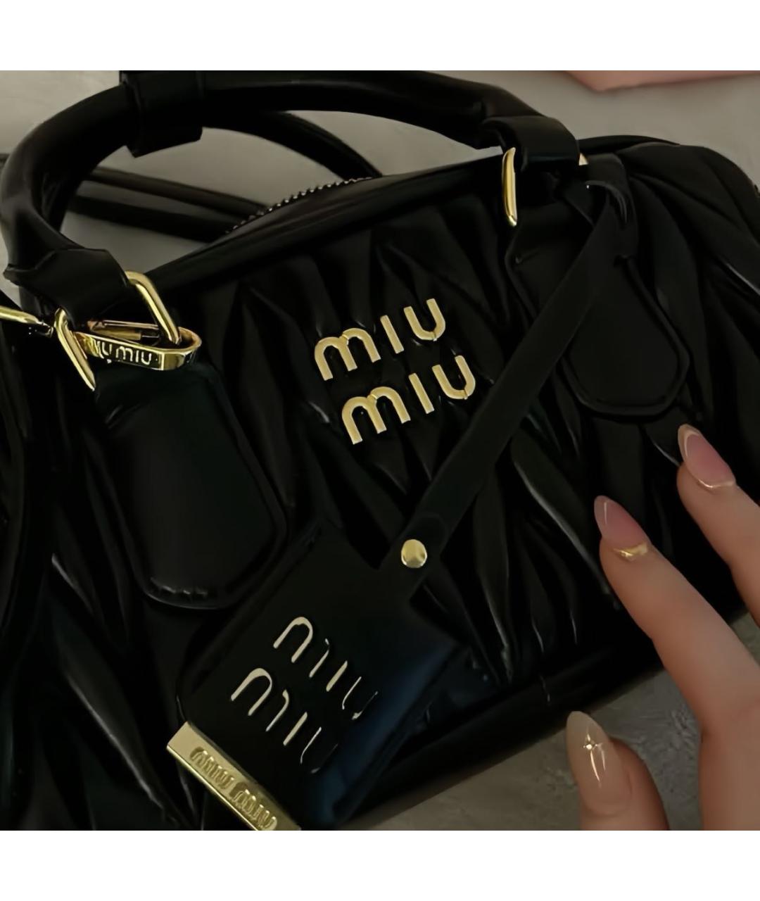 MIU MIU Черная кожаная сумка с короткими ручками, фото 6